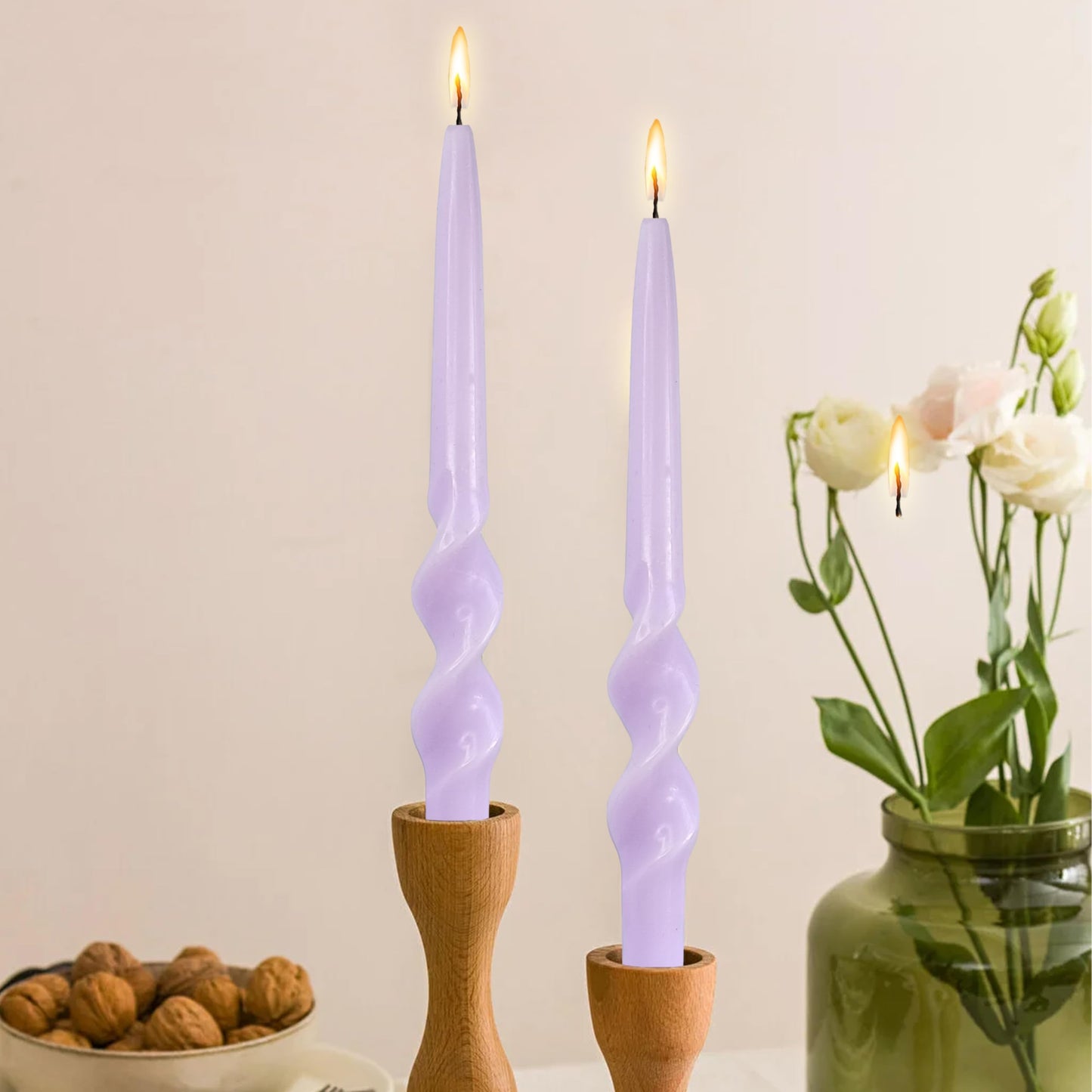 Long Tapered Candle Spiral Candlesticks 10 INCH Purple Twisted Candles Spiral Taper Candles Unique Candle Sticks for Home Dinner Wedding Party Decoration