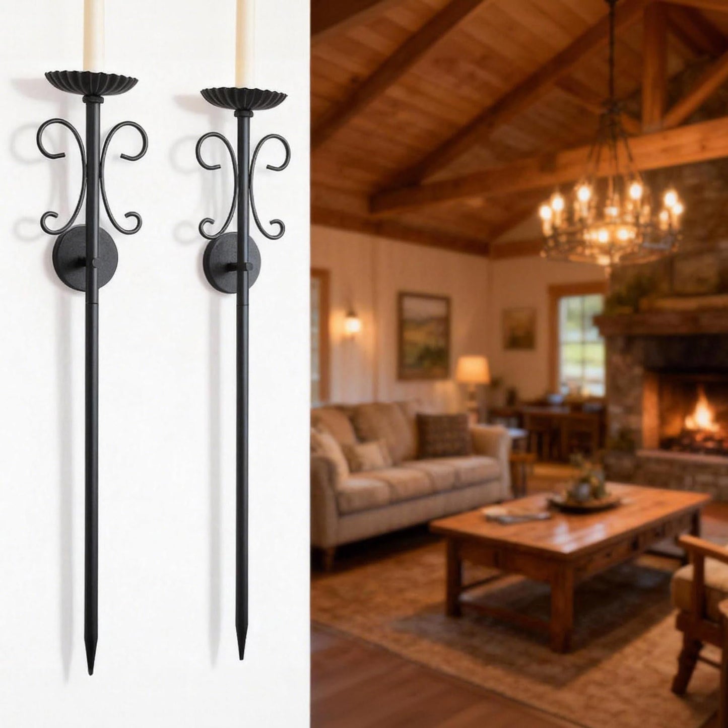 SJBFOOXB Metal Candle Sconce Holder Set of 2 Wall Mount Candle Holders,Modern Wall Candle Sconces Hanging for Living Room Farmhouse Fireplace Wedding