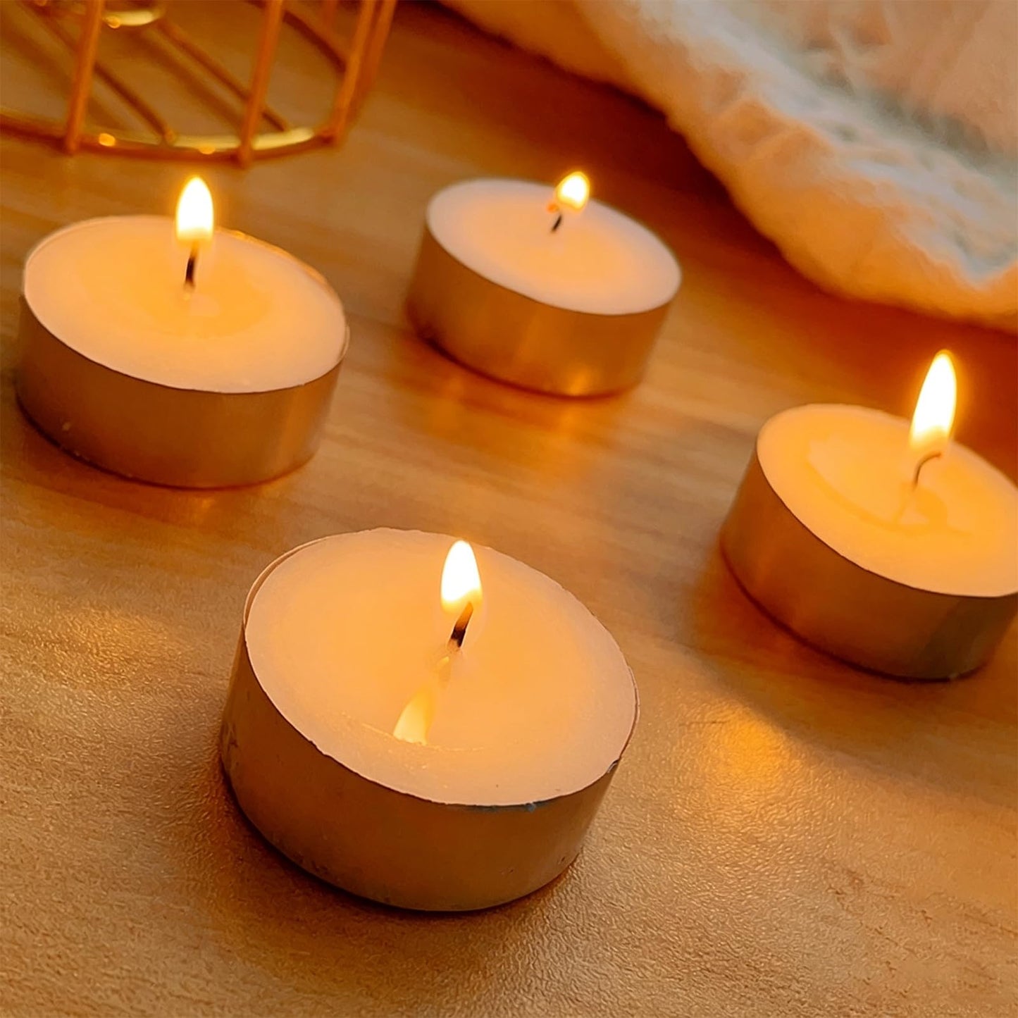 Paraffin Wax Tealight Candles 50 Pack Long Burning Aluminum Cup Candles for Home Scented Odor Eliminating Candle for Smoking Pet Kitchen White Unscented