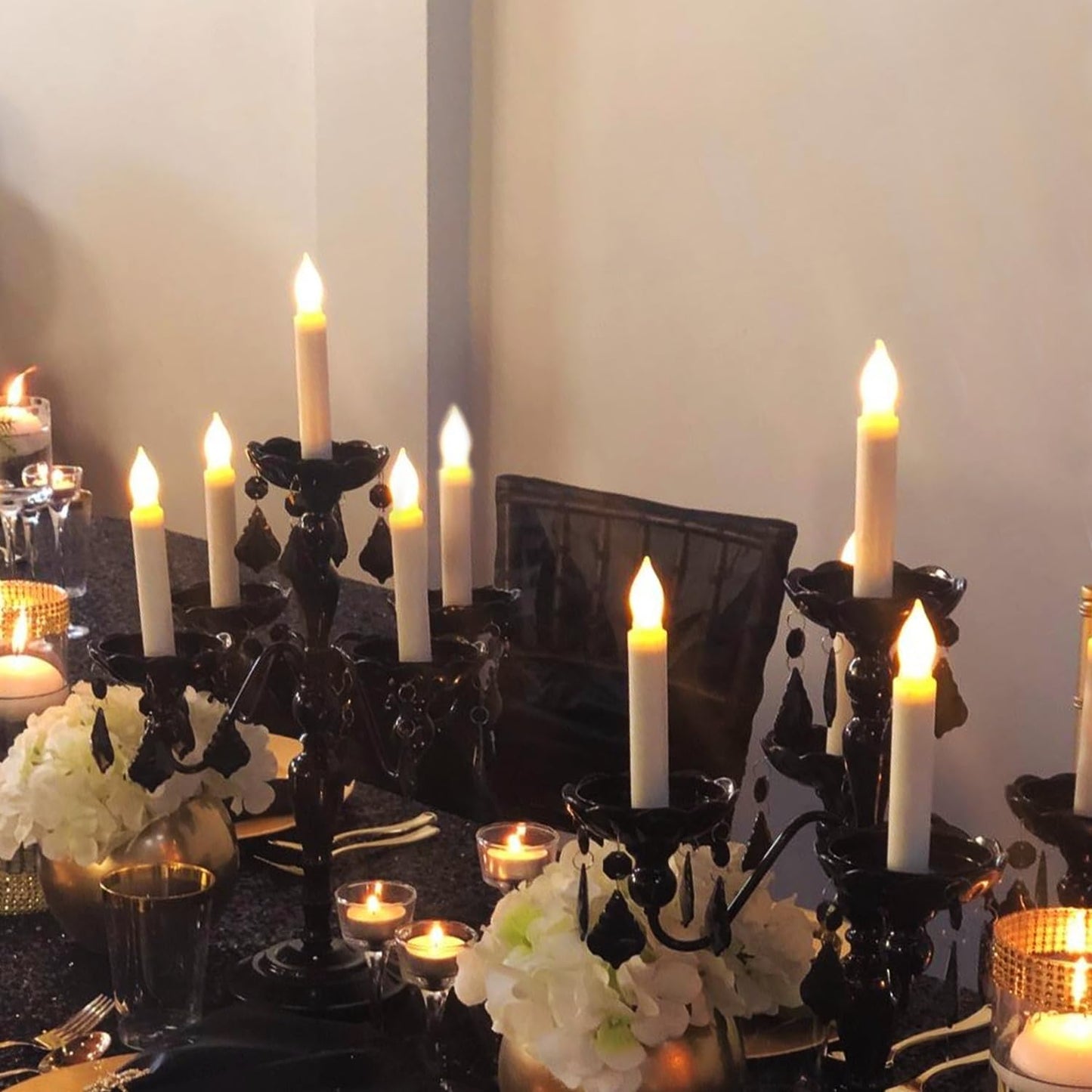 Amagic 12pcs Batteries Operated Taper Candles with Remote, Warm White Flickering Light, Flameless Handheld Candles Floating, Led Hanging Candlesticks for Party Halloween Christmas Church Home