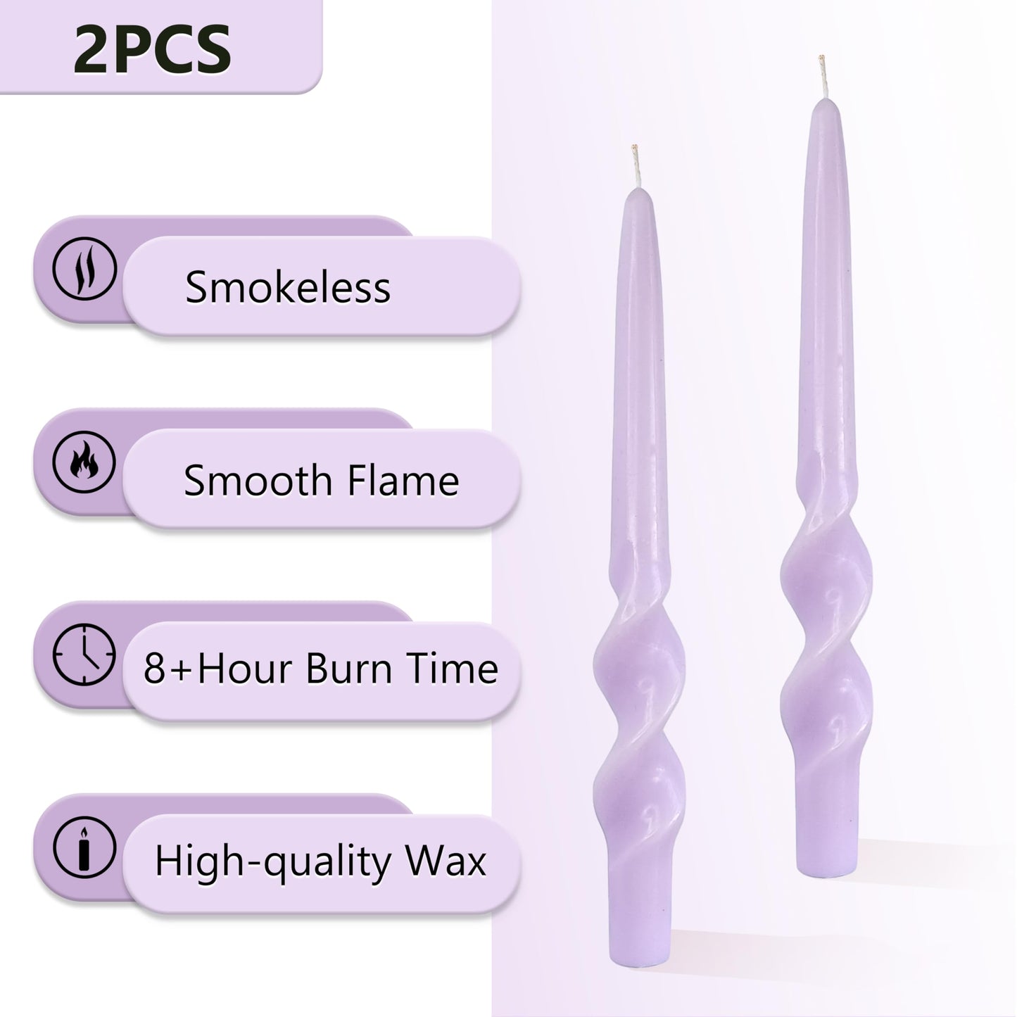Purple Taper Candles 10inches Spiral Taper Candles Purple Long Twisted Candlesticks Smokeless Unscented Candle Stick Dinner Tall Candle for Christmas advent Home Décor Weddings Festive Seasons Holiday