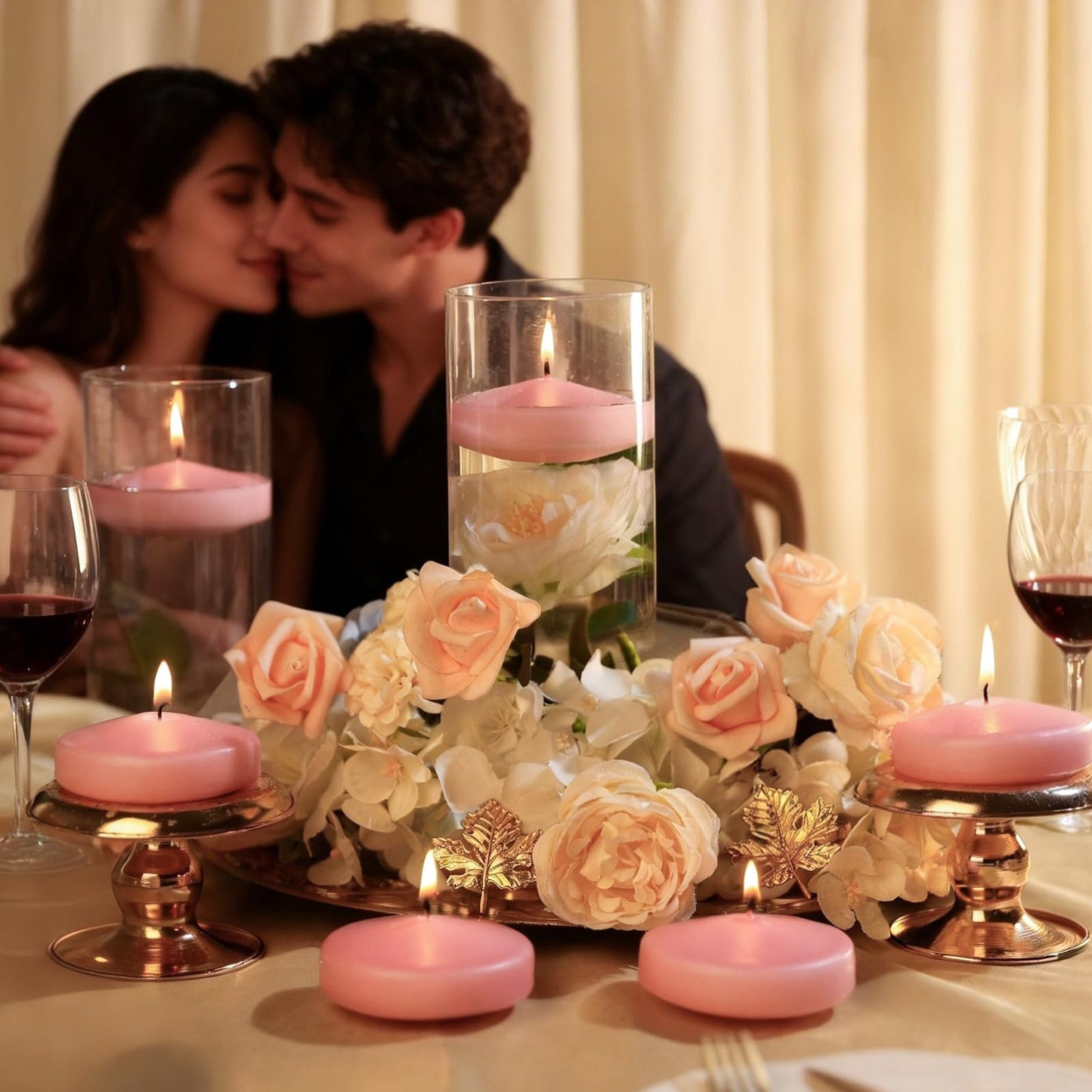 3 inch Floating Candles 8-9 Hours Pink Floating Candle for Centerpieces 36 Packs Unscented Floating Candles 3" Water Candles for Cylinder Vases,Pool,Wedding
