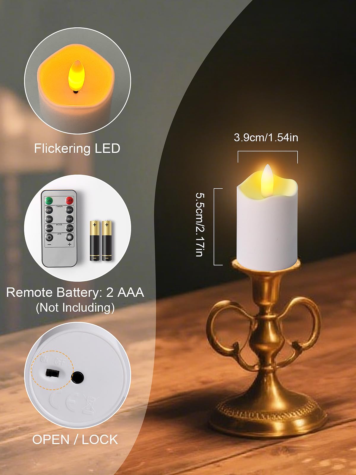 PIDZPOW Rechargeable Flameless Tea Lights Candles with Remote Timer, 8 Pack 1.5" x 2.6" LED Candles with USB Charging Base, Small Votive Candle Electric Fake Candle for Wedding Table Decor Dining