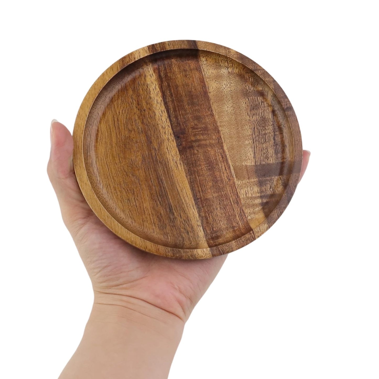 UTALIND Wood Candle Holder Farmhouse Decor, Wooden Pillar Candles Decorative Tray for Pillar Floating Candles Round Wooden Plate Pedestal Stand for Coffee Table Christmas Decor,1Pcs(Brown)