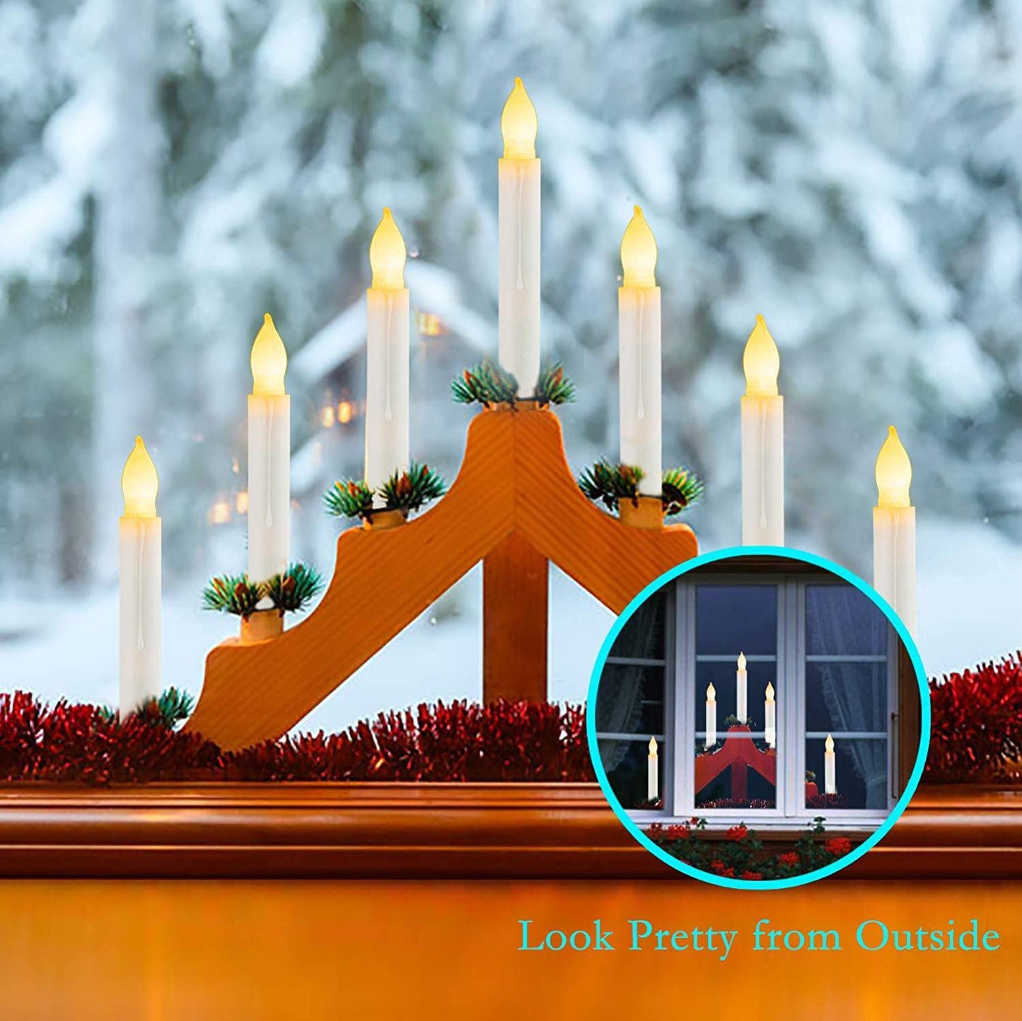xunhuimemory 24 PCS Flameless LED Taper Candles Lights, Battery Operated Candlesticks with Warm White Flickering Flame, 0.79 x 6.5 Inches Dripless Fake Floating Taper Candles for Church Wedding Xmas