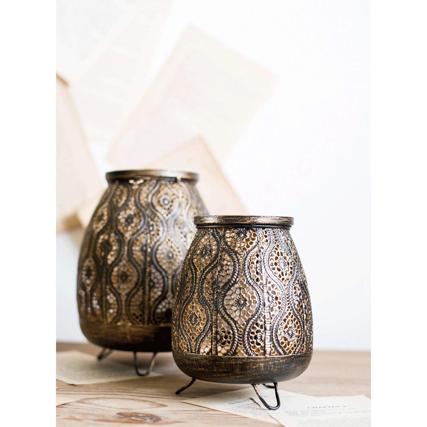 XILIN-1987 Candle Holderss Retro Wrought Iron Candle Holder Hollow Carved Candlestick Centerpieces for Wedding, Home Decor, Ceremony and Anniversary Decorative Candlestick (Size : Small)