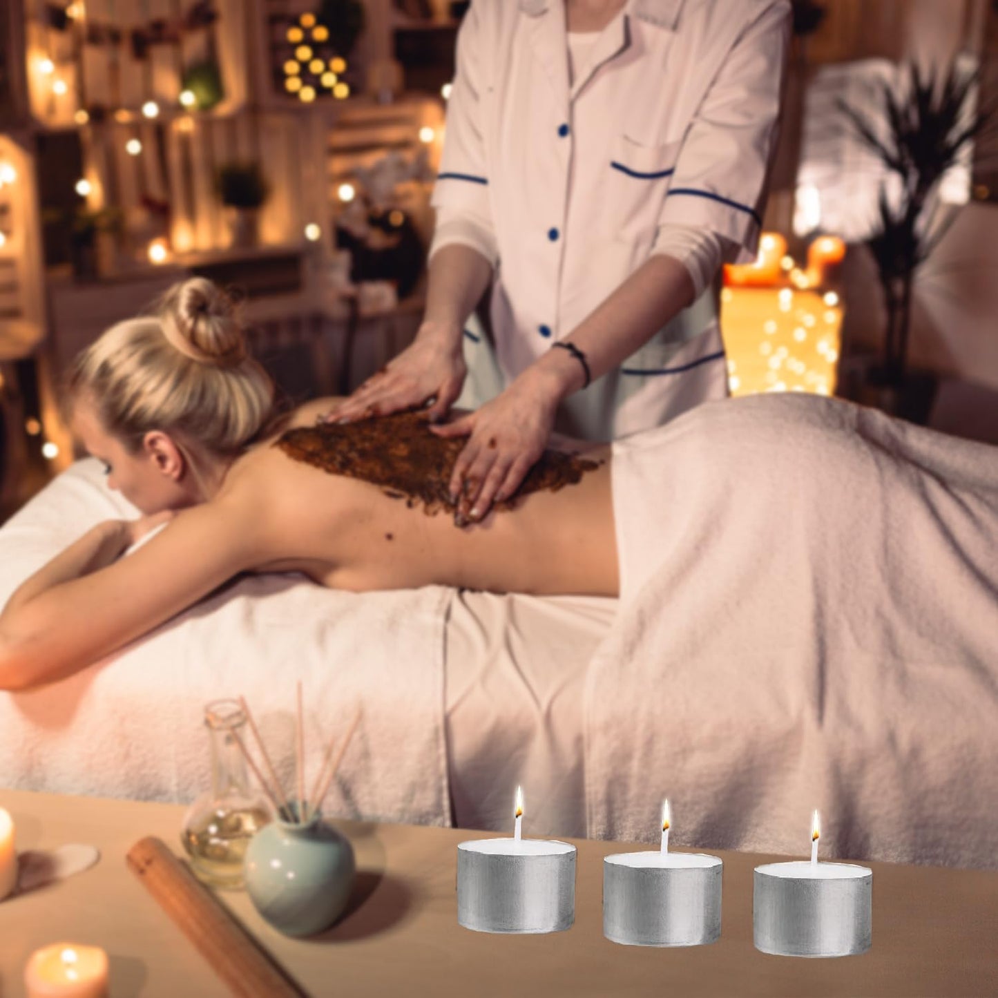1ABOVE Tea Light Candles 4 Hour Long Burn Time White Unscented. (50 Pack)