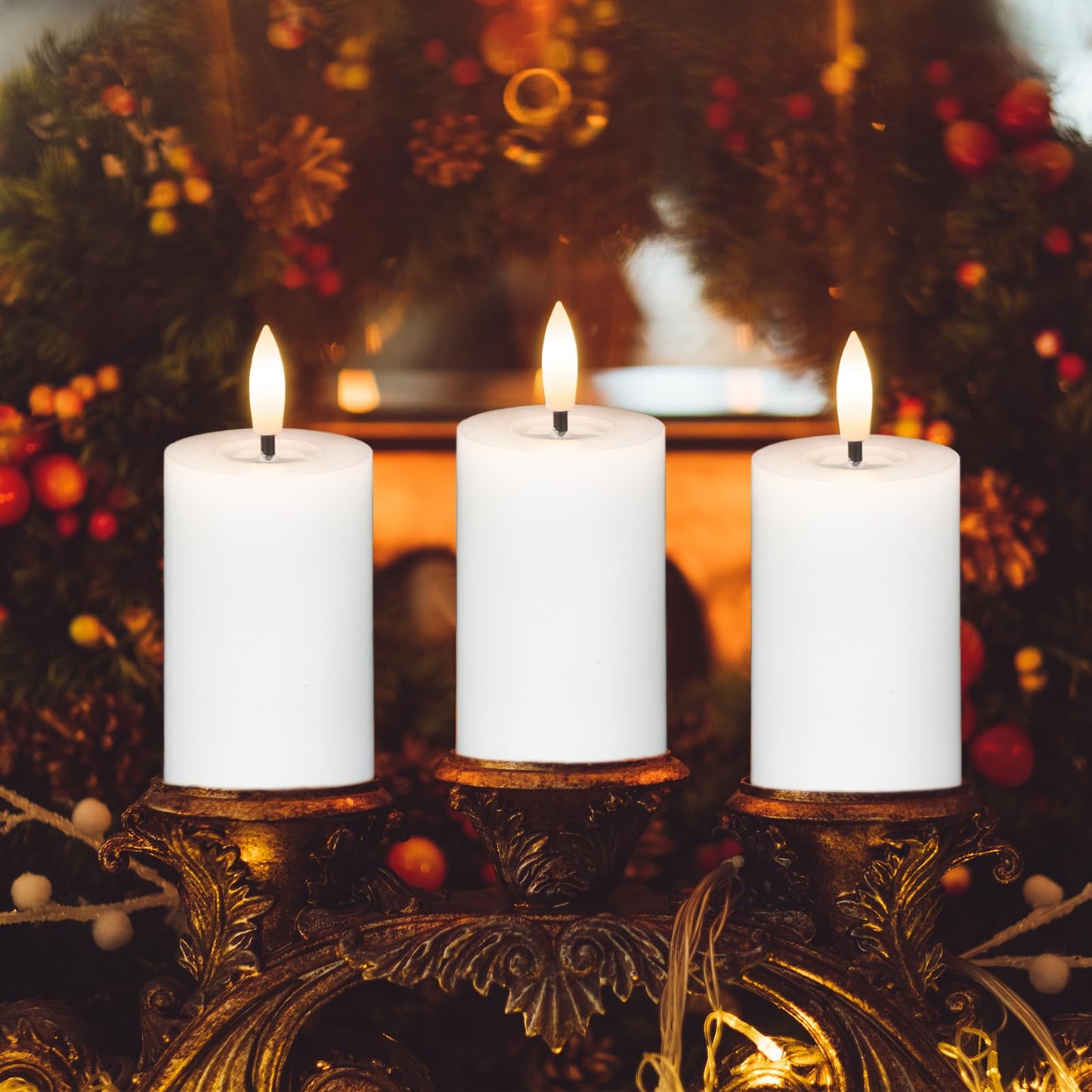 DRomance 4.5" Flameless LED Pillar Candles with 10-Key Remote and Timer 6 Pack Small White Real Wax Battery Operated Candles 3D Wick Flickering Warm Light Wedding Dinner Holiday Decor