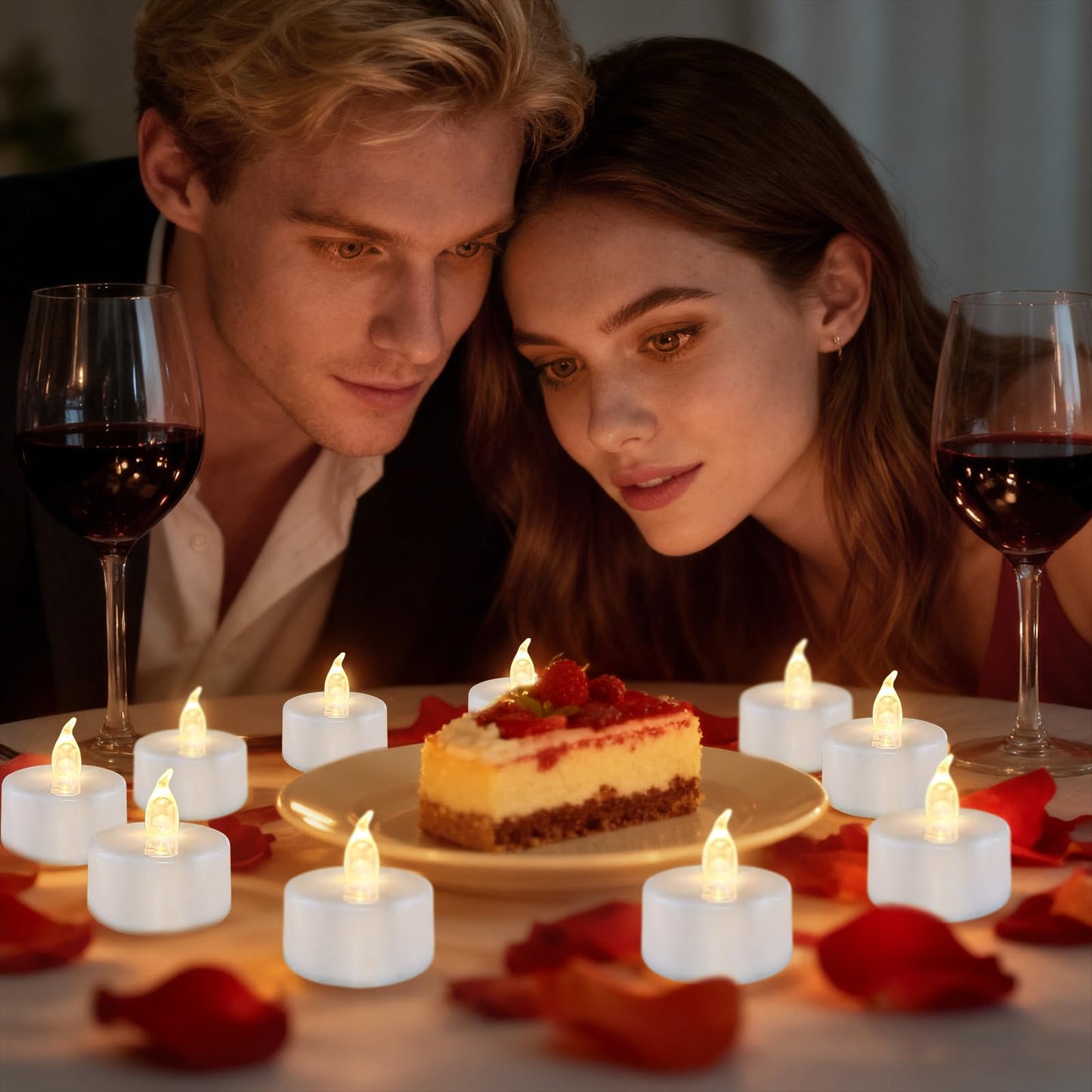 Eloer Tea Lights Flameless Candles, 50 Pack Warm White Battery Operated Flickering Candles 200+ Hours Ideal for Home Decoration Outdoor Wedding Parties (50pack Warm White)
