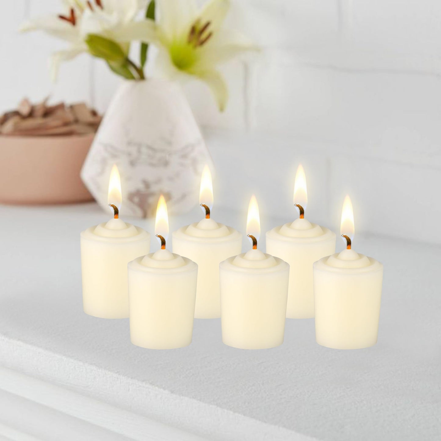 Mega Candles 12 pcs Unscented Ivory Votive Candles, Hand Poured Wax Candle 15 Hours 1.5 Inch x 2.25 Inch, Home Décor, Wedding Receptions, Centerpieces, Occasions, Events, Festivities, Meditations