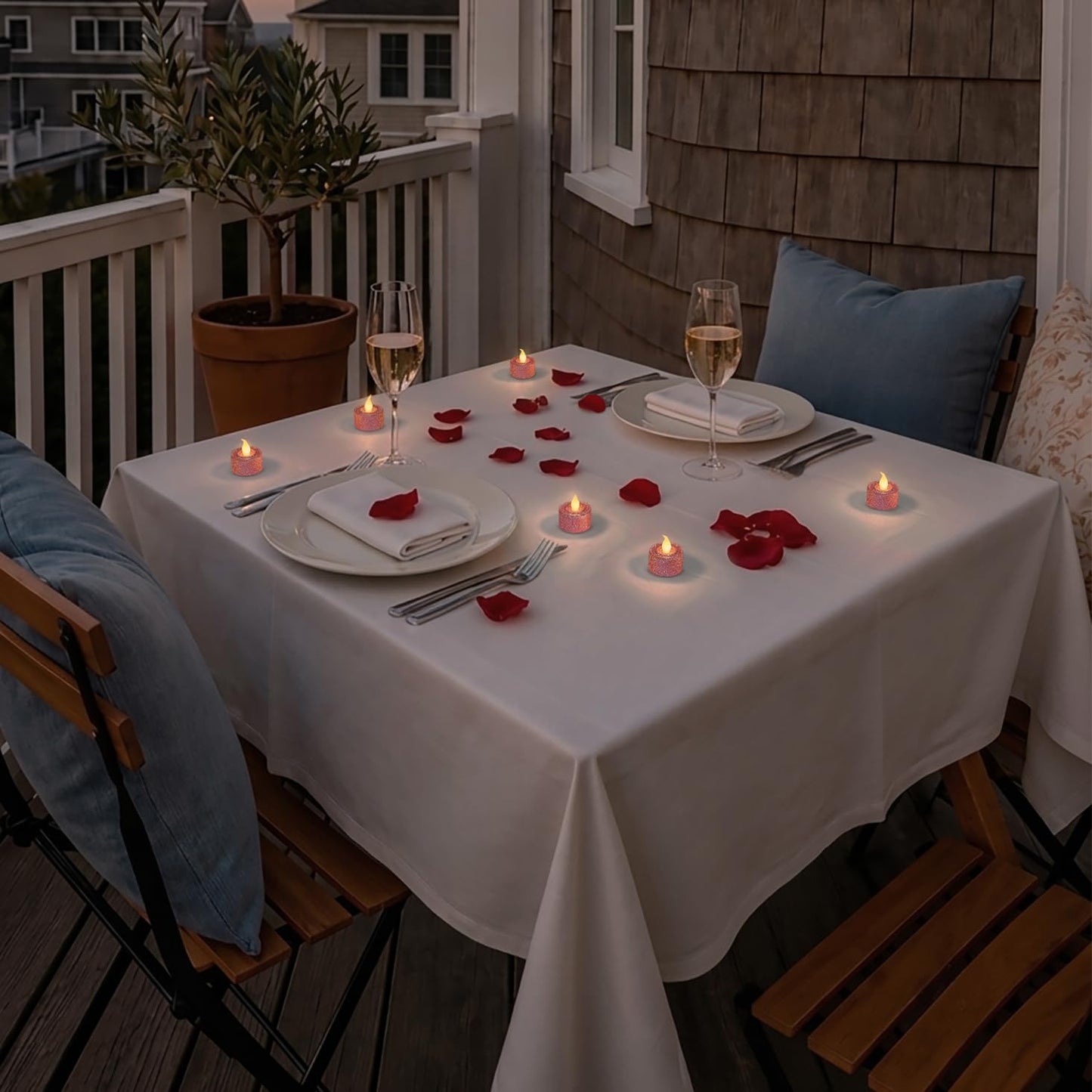 FURORA LIGHTING Pink Glitter Flameless Tealights - 1.45" W x 1.57" H, 12-Pack, Batteries Included