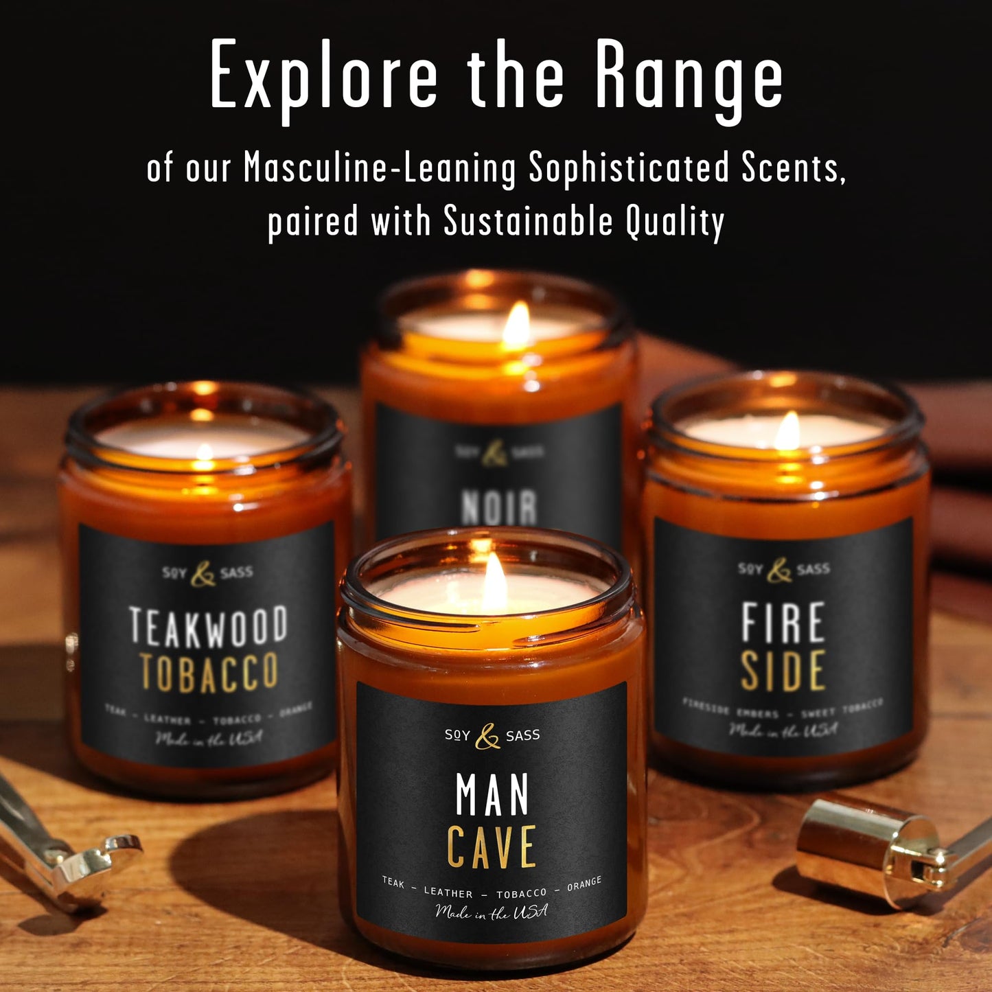 Date Night Candle I Scented Black Candles for Men or Women - French Cashmere & Vanilla Scent Soy Wax - Infused w/Essential Oils | Mens Candle I Long-Lasting 50Hr Burn, 9oz I Non Toxic I Made in USA