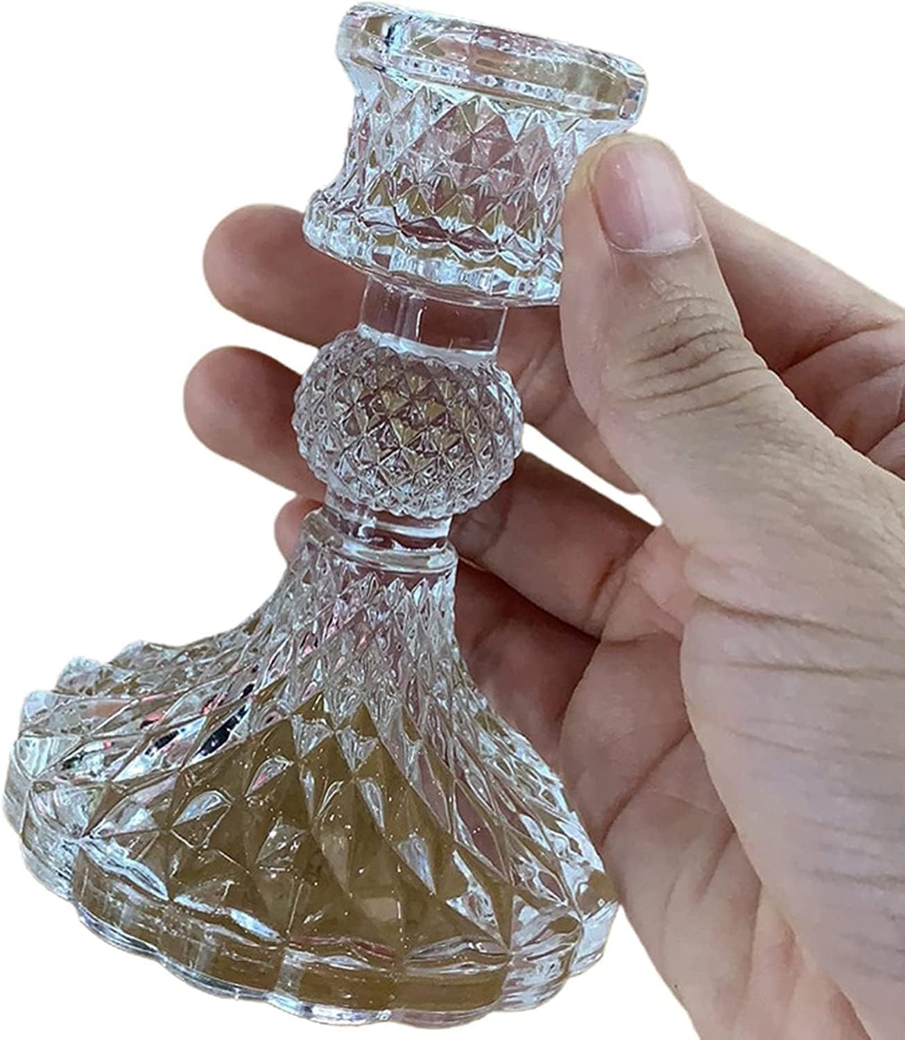 Hovico Glass Candle Holder, 4 Pcs Taper Candlestick Holders, Decorative Candle Sticks for Wedding, Festival, Party & Windowsill Decor