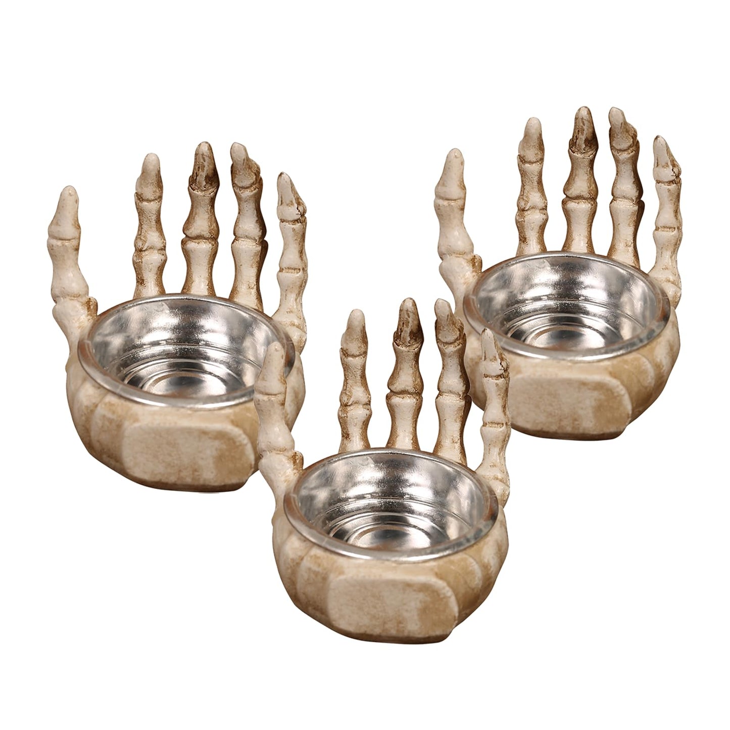 Helloween Candle Holder Set of 3 keleton Hands Candlestick Holders,Resin Decor for Home Tabletop Spooky Theme Party Decor Supplies