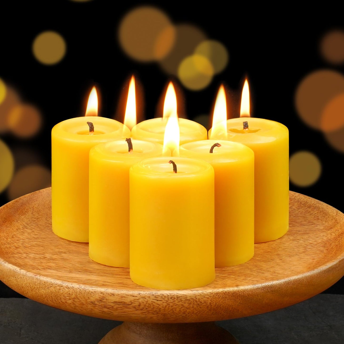 GINITIRI Natural Beeswax Votive Candles,11-12 Hours Unscented Votive Candles Bulk,6 Pack Beeswax Candle for Prayers,100% Pure Bees Wax Candles for Spa Relax