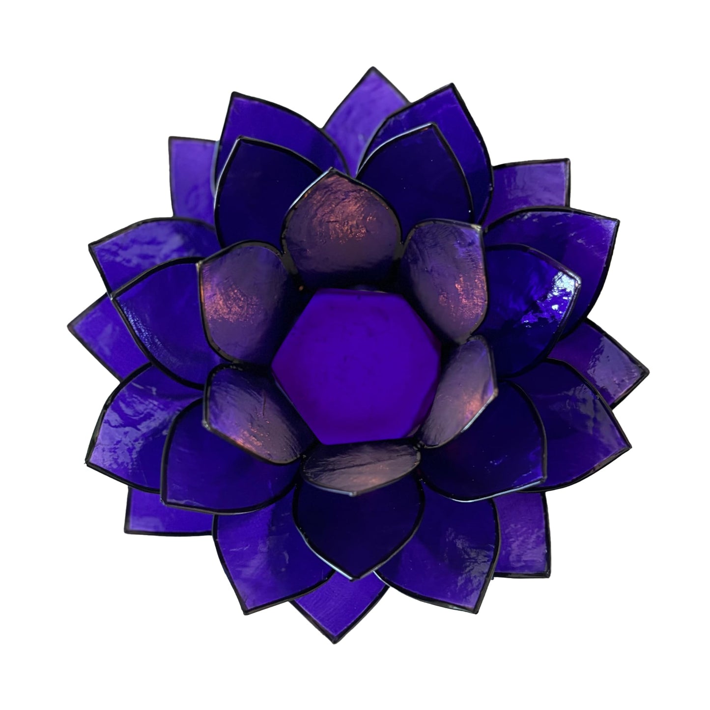 Moonshadow Handmade Capiz Shell Lotus Tea Light Holder, Elegant Flower Design with Natural Translucent Finish, Ideal for Home Decor, Meditation, Weddings & Serene Centerpieces, Purple