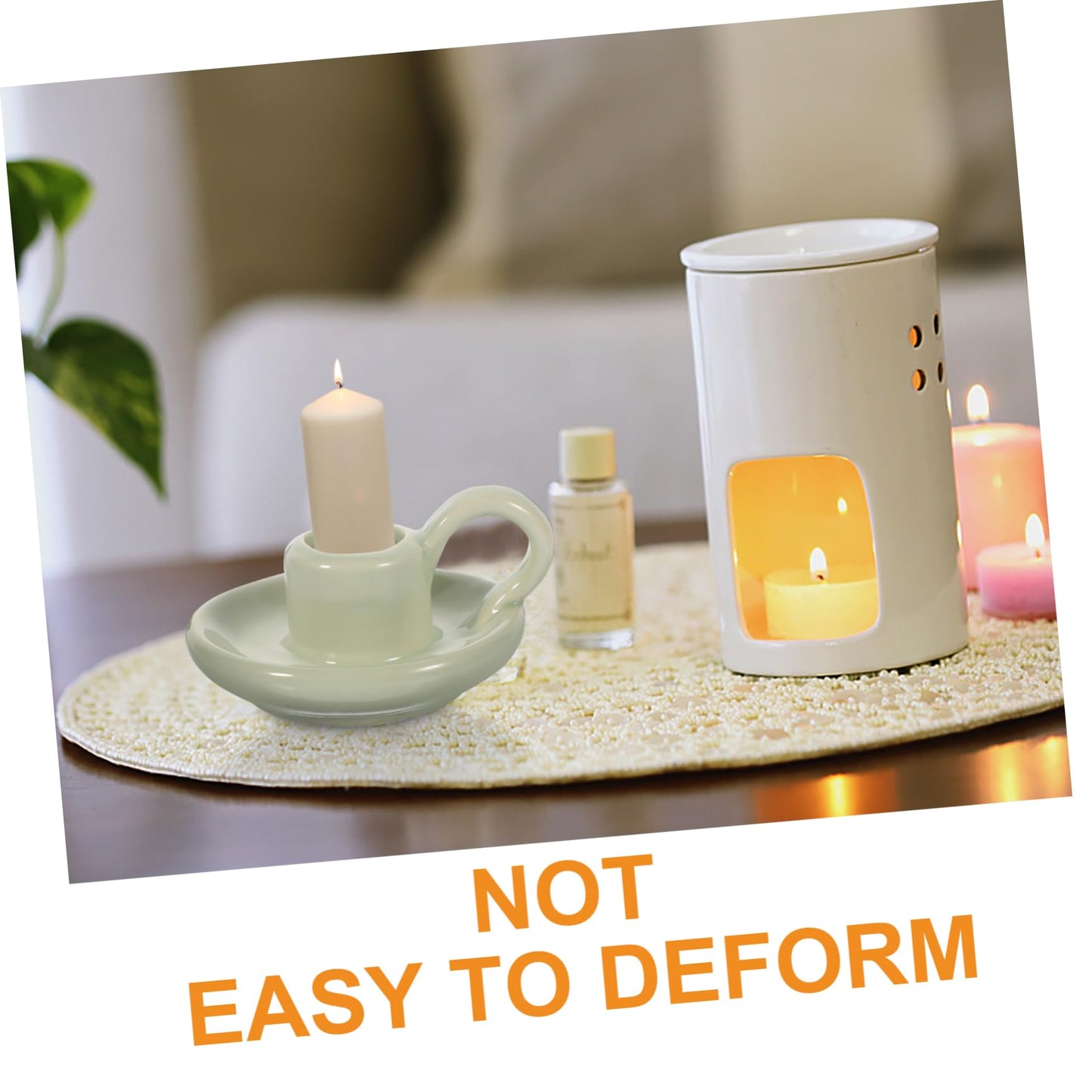 Amosfun 2pcs Ceramic Candle Holders for Dining Table Home Decor Wedding Centerpiece Decorative Candlestick Holders for Parties Easy to Style