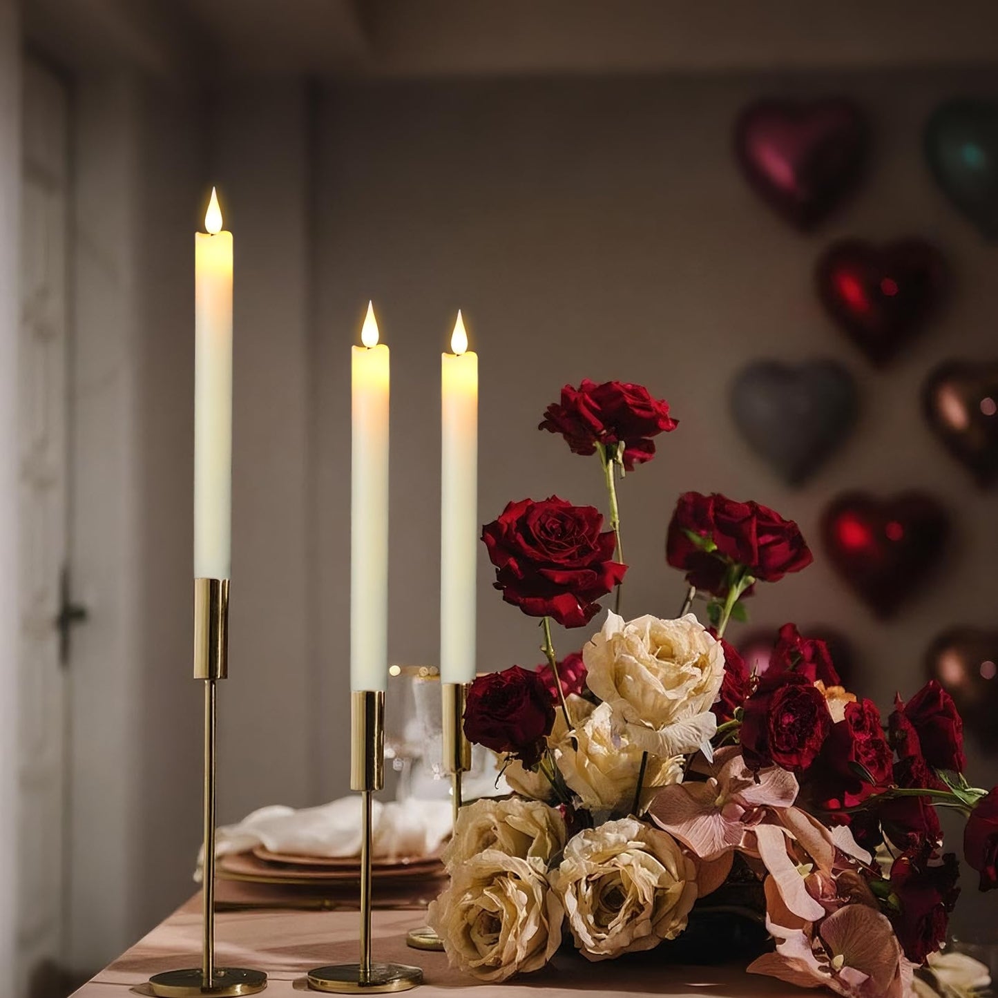 GenSwin Flameless Taper Candles with 2 Remote, Set of 6 Real Wax Taper Candles Battery Operated, LED Flameless Battery Candlesticks for Halloween Home Holiday Decor