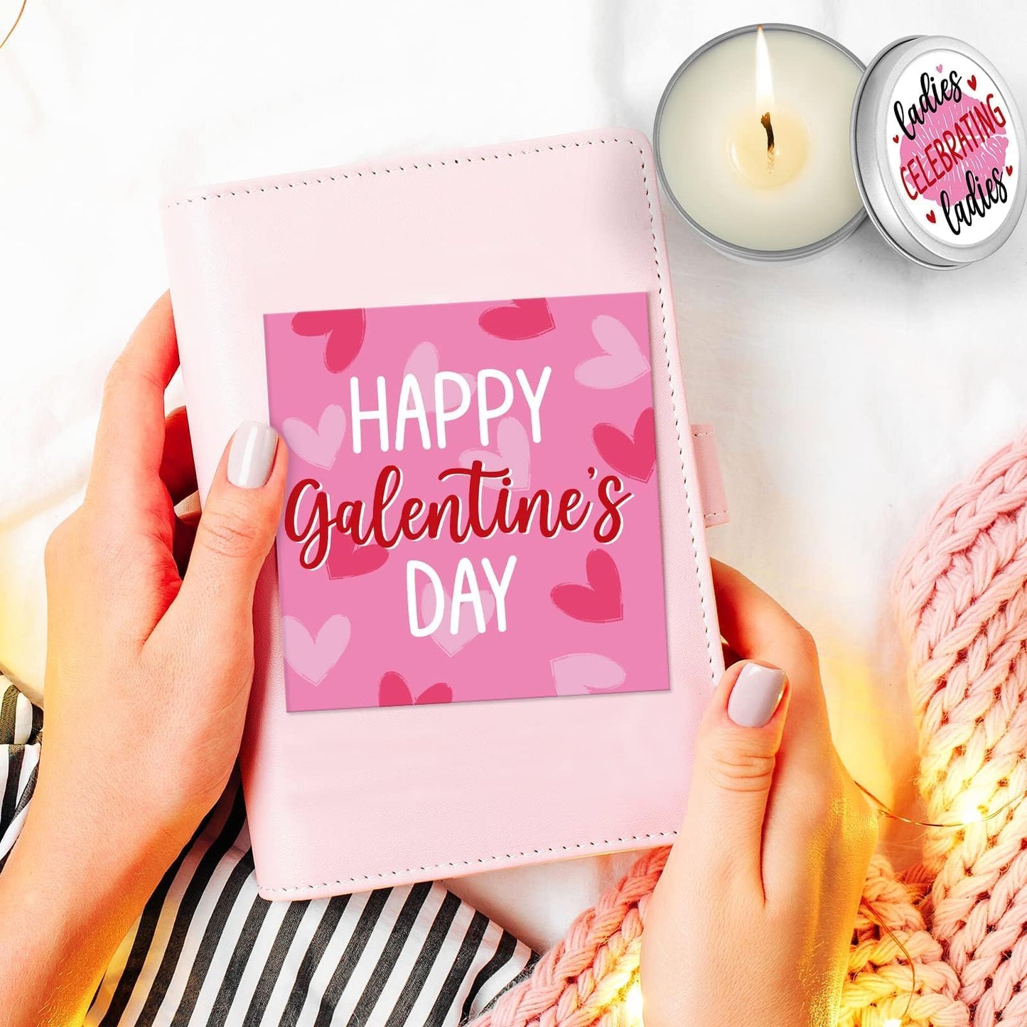 Galentines Day Gifts for Women Galentine Wine Glass Socks Rose Scented Candles Greeting Card Ladies Celebrating Ladies BFF Present Birthday Idea Valentines Day Gifts for Her Friends Girls Sister