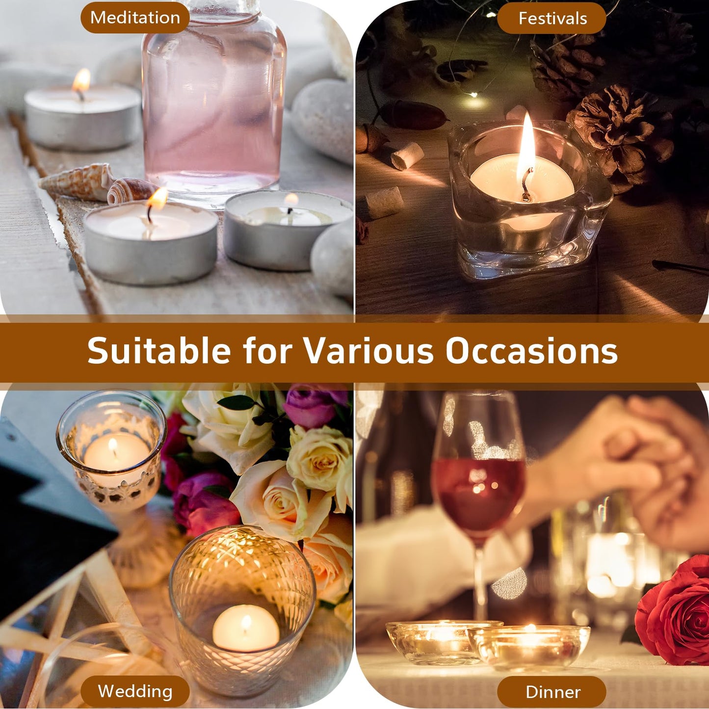 Yihurlm 200 Pack Tea Lights Candles Bulk,4 Hours Burning Long Time, Unscented White Tealight Candles, Smokeless Tea Lights for Home Weddings Shabbat Emergencies