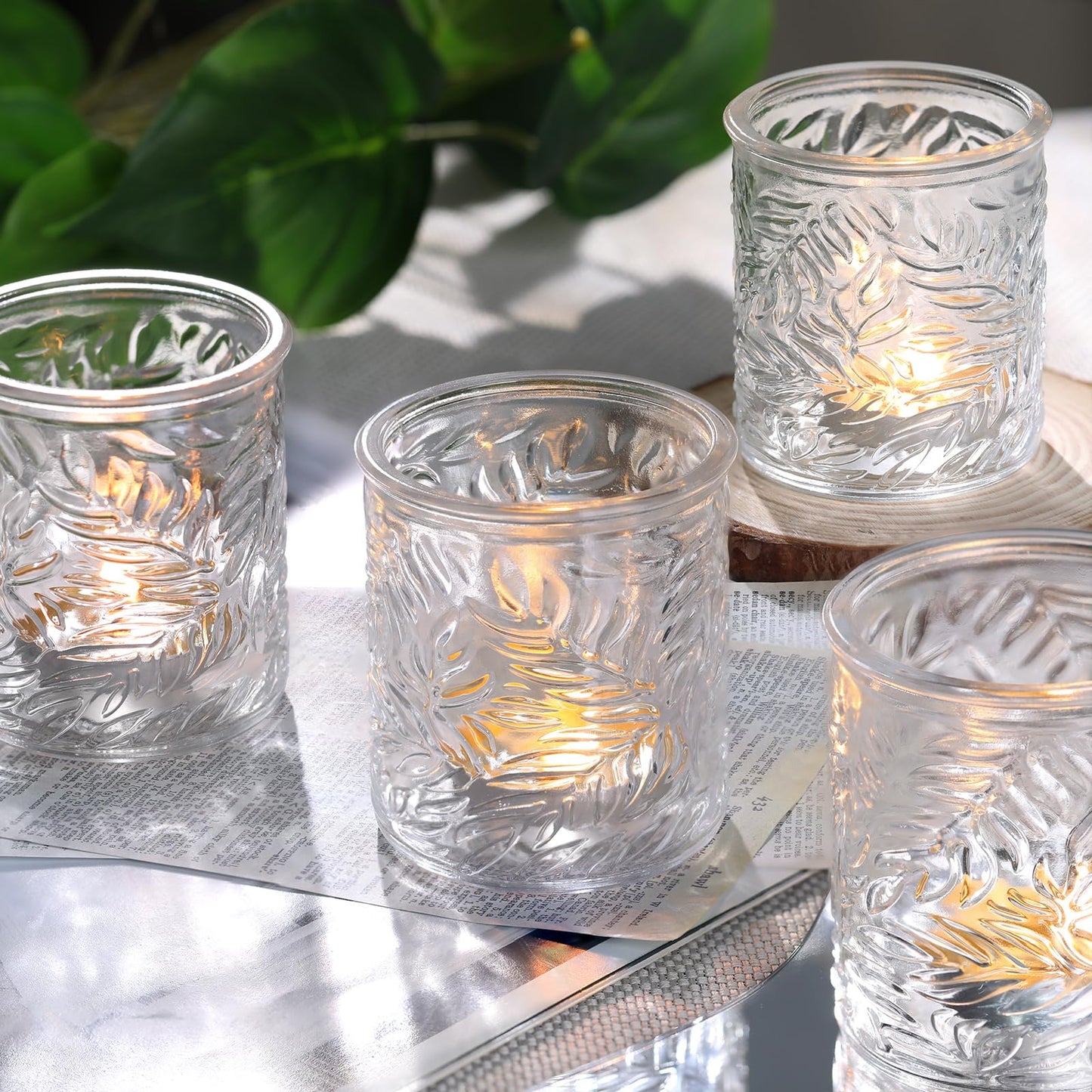 HAVITI 24 pcs Clear Votive Candle Holders, Glass Candle Holders for Home Decor, Tea Light Candle Holder for Wedding Table Centerpiece Decor