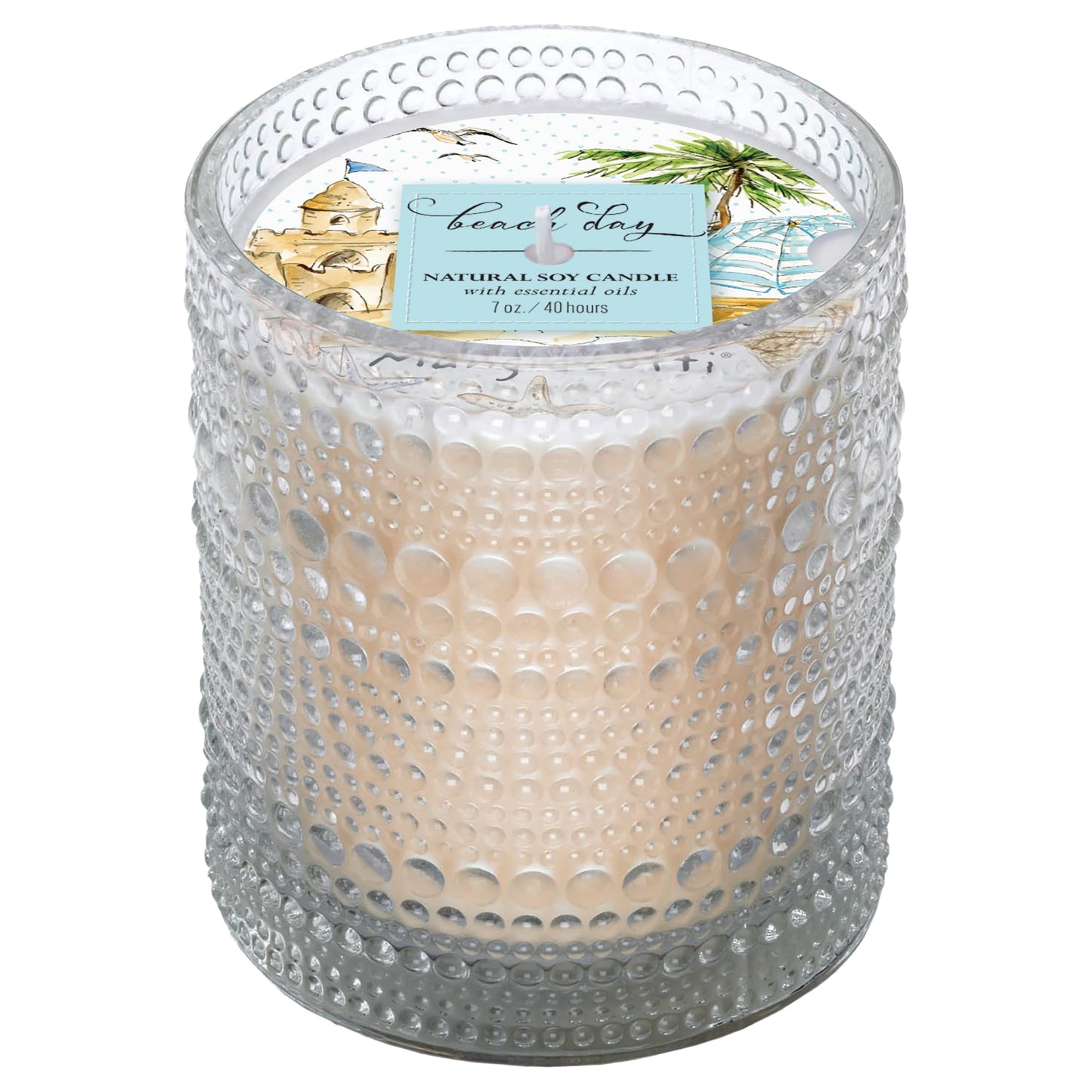 Mangiacotti Scented Aromatherapy Candle Made in The USA Hand-Poured Fragrant Candles in Glass Holder 40 Hour Burn Time, 7-Ounce, Beach Day