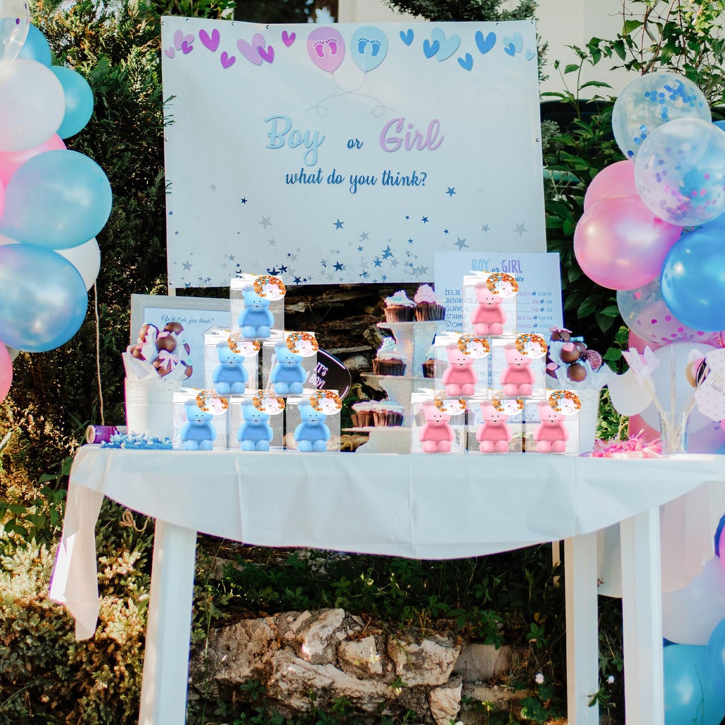 Dansib 15 Pcs Bear Baby Shower Candle Favors for Guest Bear Party Favors Baby Shower Candles Bulk for Gifts Party Decorations (Pink,Blue)