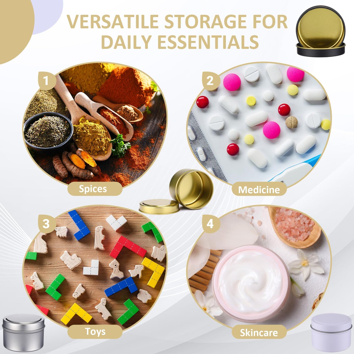 Moxweyeni 100 Pcs 4oz Candle Tins with Lids DIY Metal Wax Container Tins Bulk Empty Round Containers for Candle Making, Salves Candy Favors, Spices, Crafts, Christmas Gifts (4 Colors)