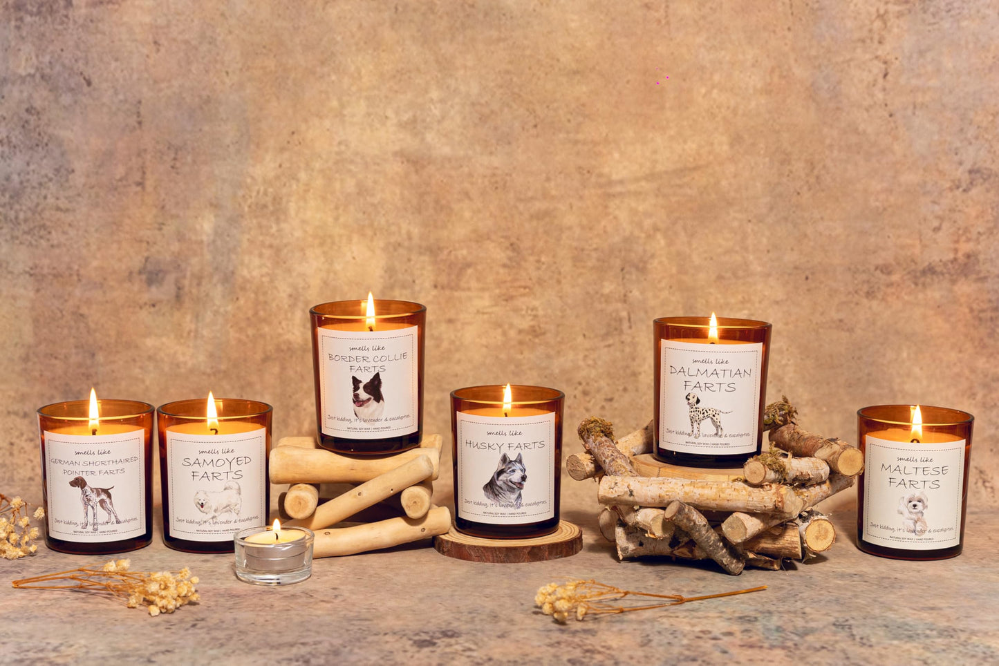 Border Collie Gifts & Decor, Dog Mom Gifts for Women, Smells Like Border Collie Farts Candle - Lavender & Eucalyptus, Crafted by Natural Soy Wax & Natural Essential Oils
