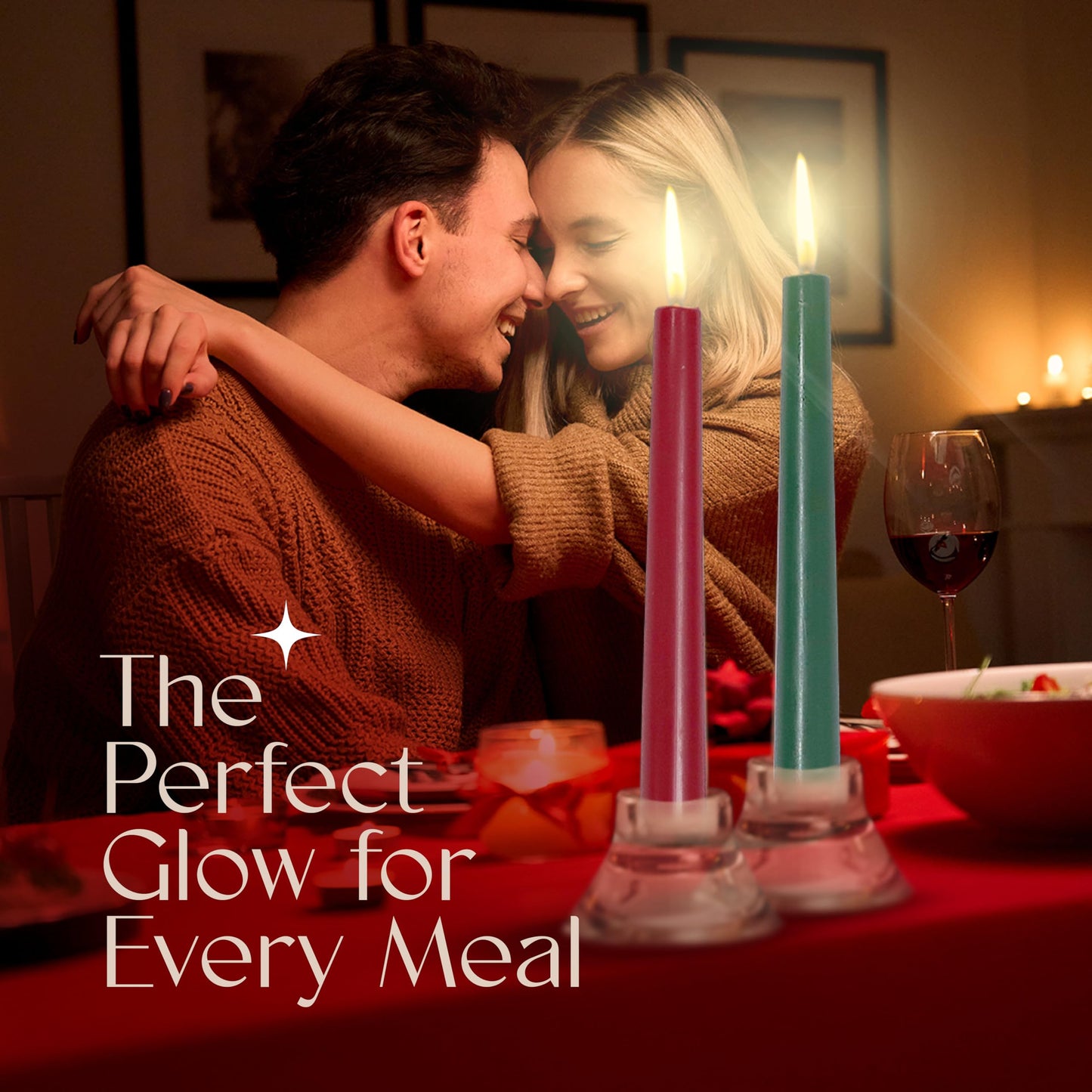 Leor & Lair 10” Christmas Taper Candles – 12 Pack of Red, Green & White Christmas Candlesticks – Long Burning Holiday Dinner Table Candles for Advent, Weddings & Home Décor