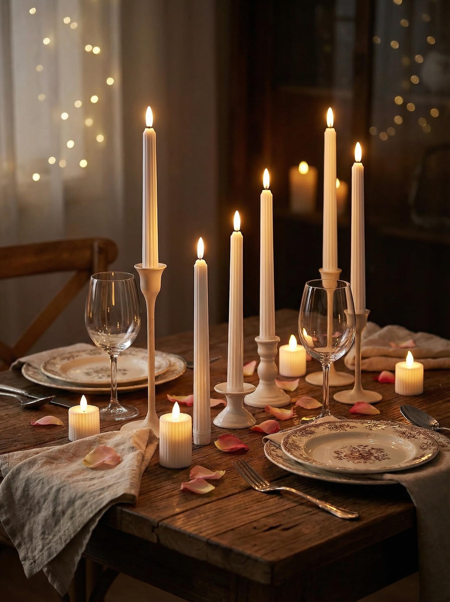 Treela 72 Pcs Flameless LED Taper Candles Battery Operated Candles Bulk 11 Inch Flickering Fake Candlesticks with Warm Light for Valentines Day Church Wedding Party Battery Not Included(Fluted,White)