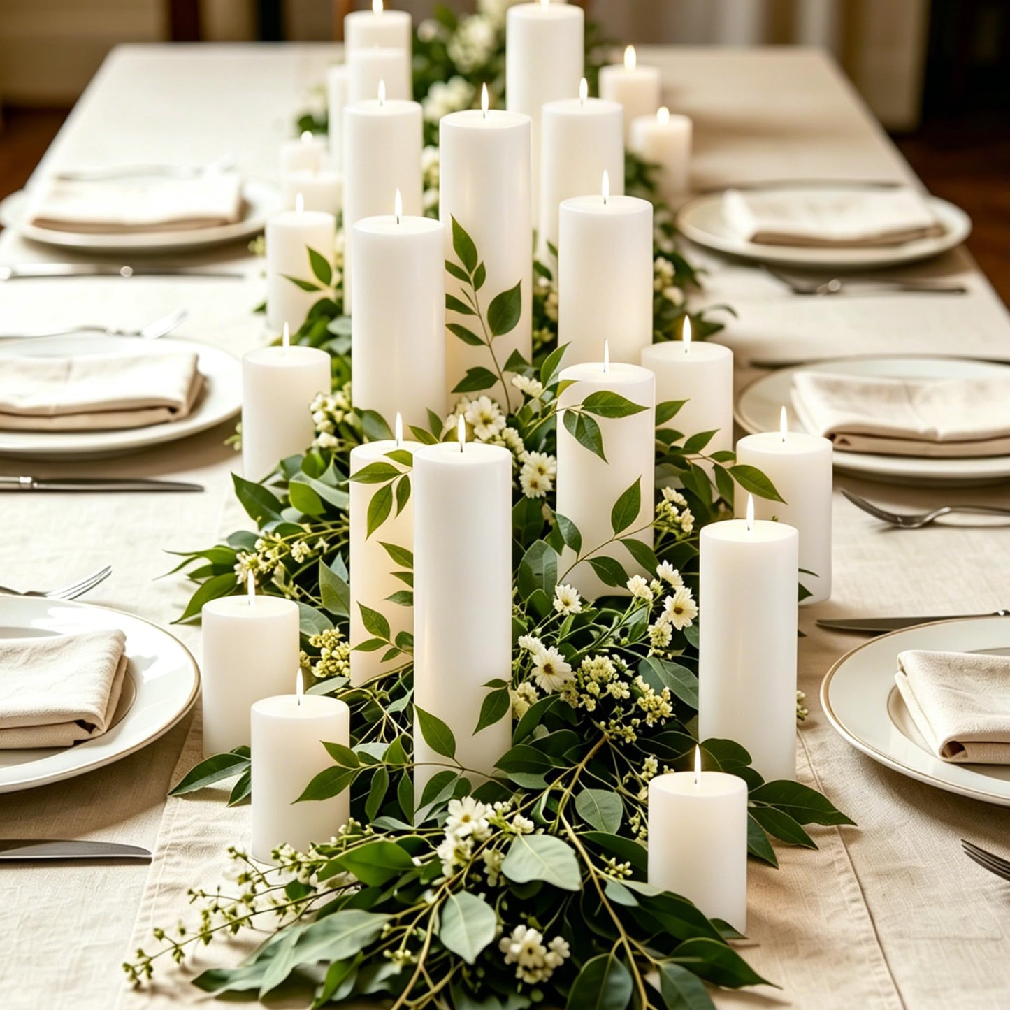 CCXTNQS Long Burning White Pillar Candles Bulk Set of 18, Unscented Low Drip Smokeless 2 in x 3, 6, 8 Inch Candle Set for Wedding Decor, Centerpieces, Mantel, Spa and Home Decor
