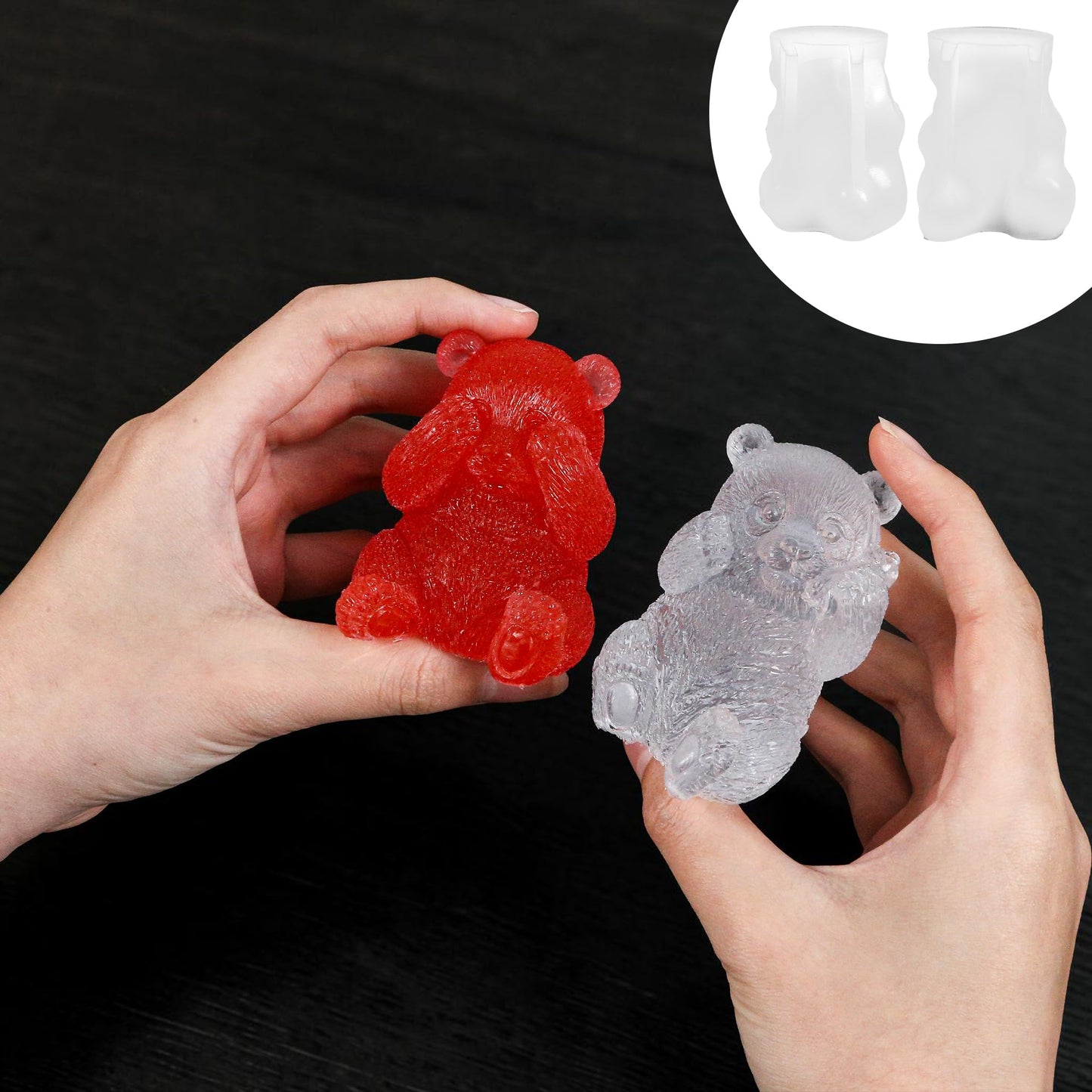 Set of 2 Panda Silicone Molds, 2 Silicone Bears Animal Candle Molds for Party Chocolate, Suitable fit for Resin DIY