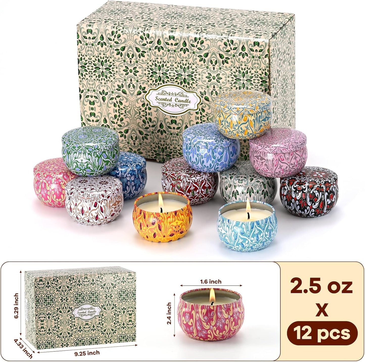 Obisesio Scented Candle Set, 12 Pack Candles Gift for Home Scented, Aromatherapy Candle Gift, 2.5 oz Long Lasting Soy Candles for Men, Women, Friends Birthday, Mother's Day, Valentine Bath SPA