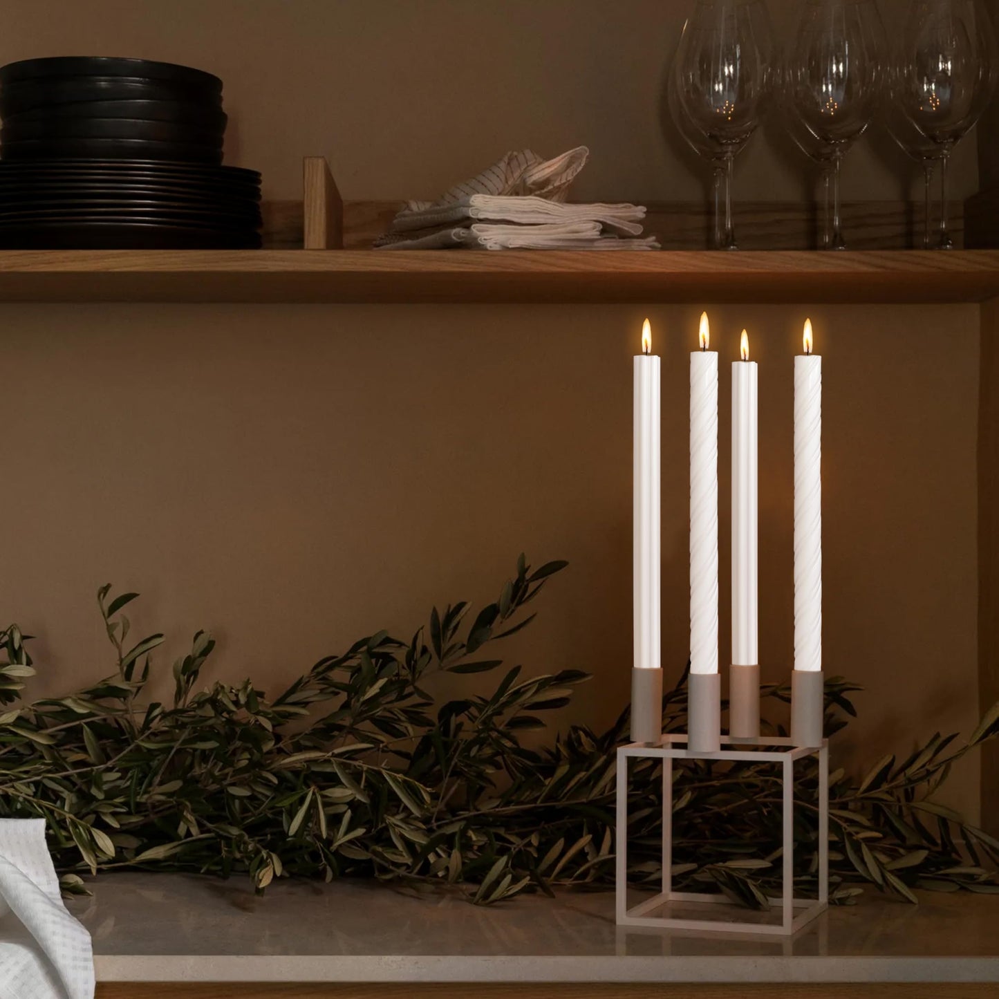 Dripless Unscented White Spiral Taper Candles Smokeless Long Lasting Burn 10 Inch Elegant Roman Column Candlesticks for Home Décor Set of 6