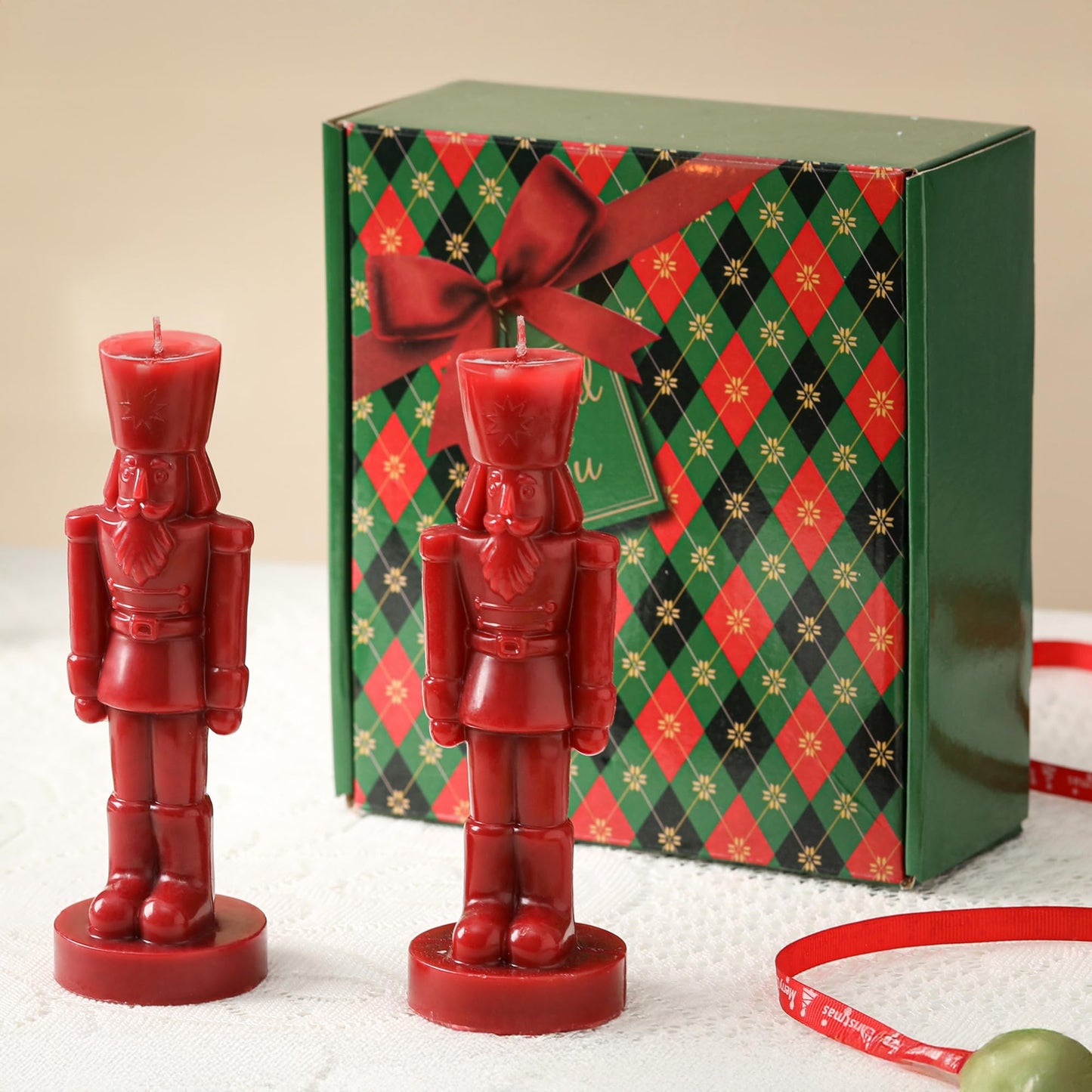 Nutcracker Candle,Nutcracker Soldier Pillar Candles,Gifts for Boys Girls,Women,Nucracker Decor Unscented Candle,Soy Wax,Christmas Holiday Home Decor,2 Pcs