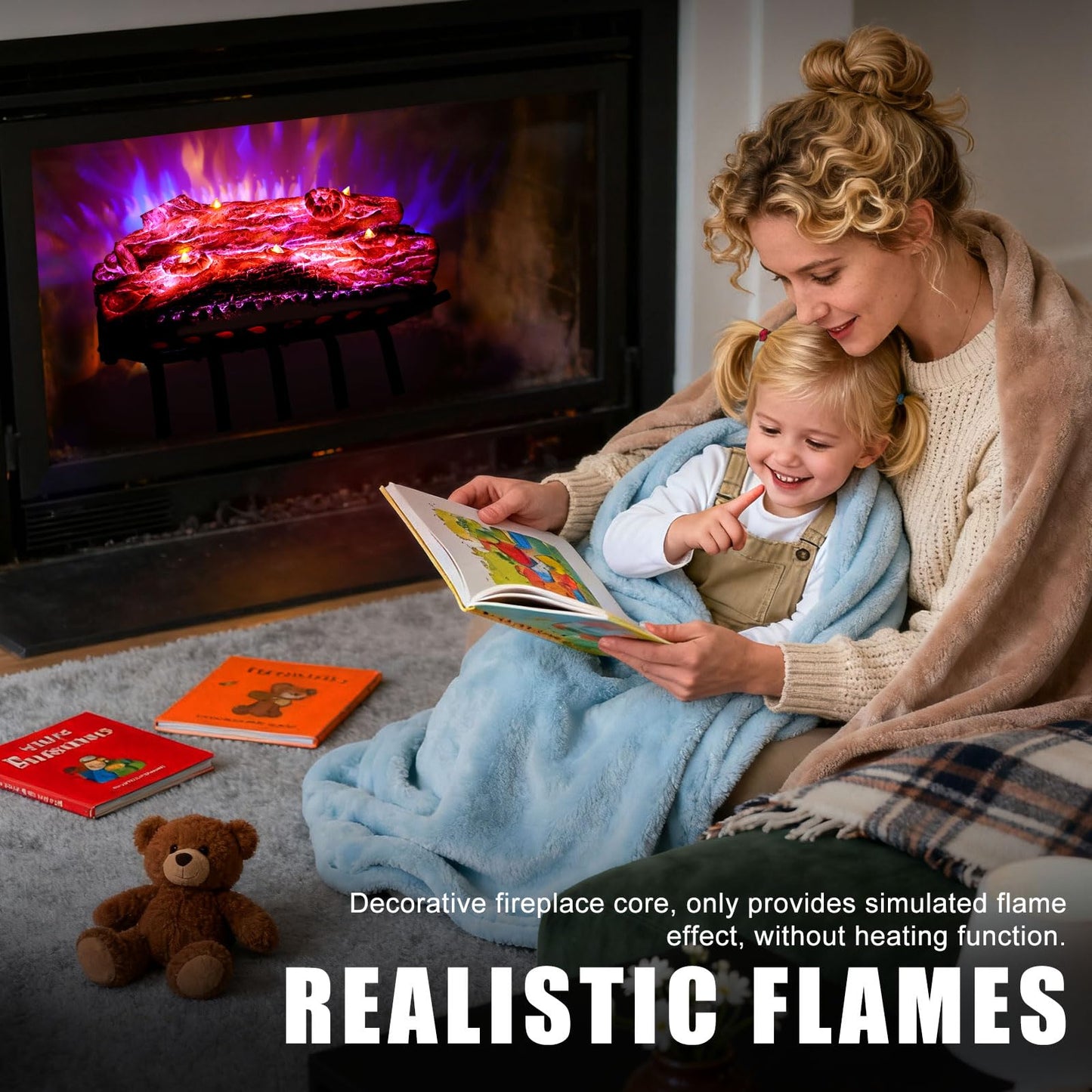 DAINIQUKANHAI Electric Fireplace Logs Realistic Flame Effect Candle LED Flame Light USB Powered Electric Fireplace Remote Control Fireplace Placement Home Decoration 16.7*8.7*5.9 In No Heat Function