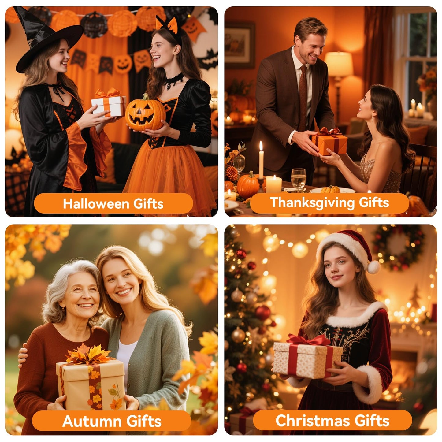VEEKI Orange Flameless Candles, Set of 3 Flickering LED Candles with Remote & Timer, Dimmable Real Wax Pillar Candles Battery Operated, Electric Candles for Fall Thanksgiving Halloween Decor (Orange)