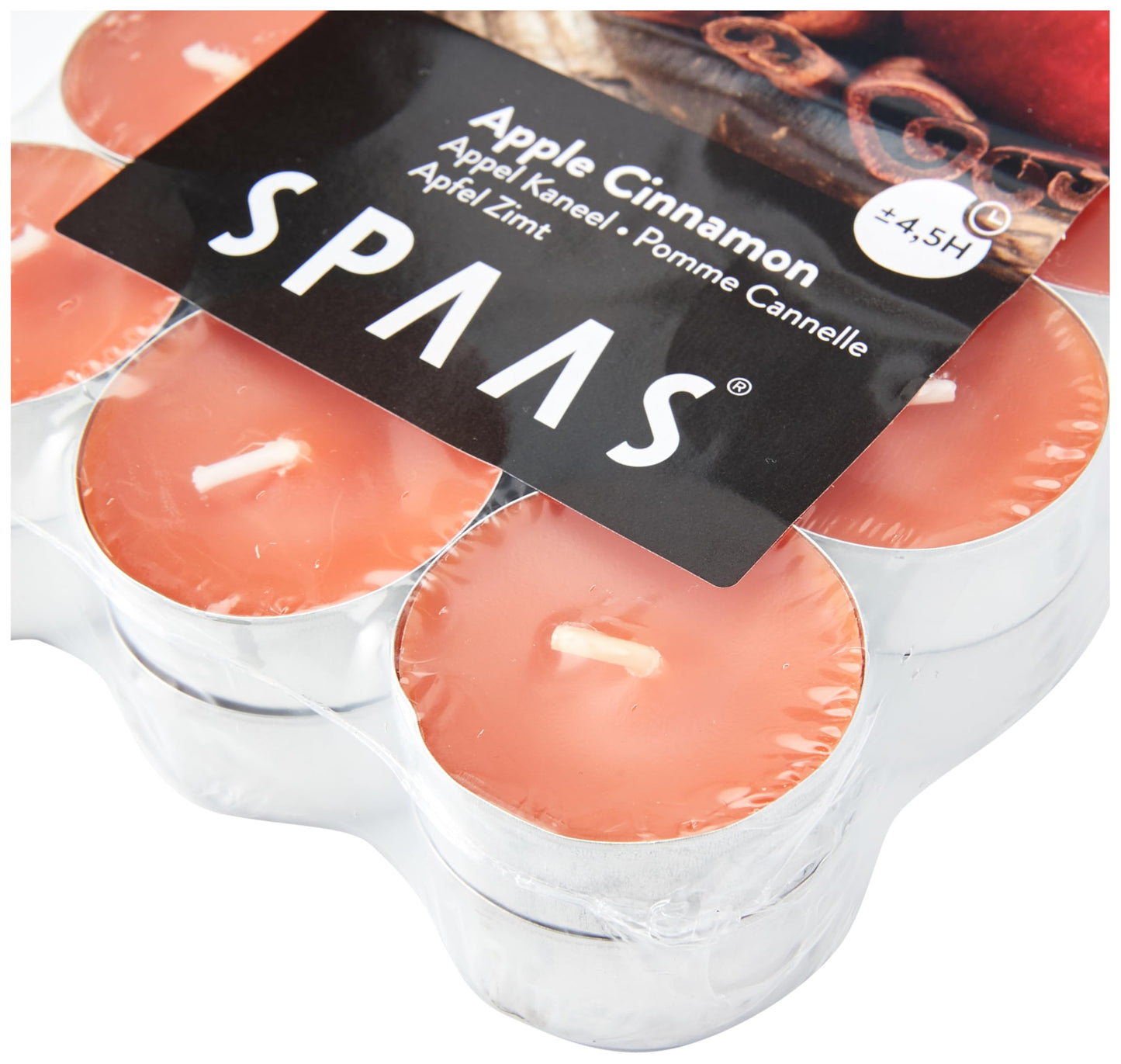 Spaas 30 Scented Tealights in Flatpack, ± 4.5 Hours, Apple Cinnamon