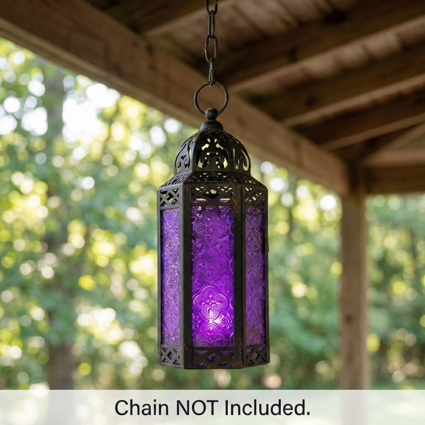 Vela Lanterns Candle Holder Gothic Decor Moroccan Candle Lantern, Whimsical Dark Purple Iron Hanging Lamp for Bedroom Table, Whimsigoth Witch Room Decor, Halloween Indoor Centerpiece, Medium 11.5"