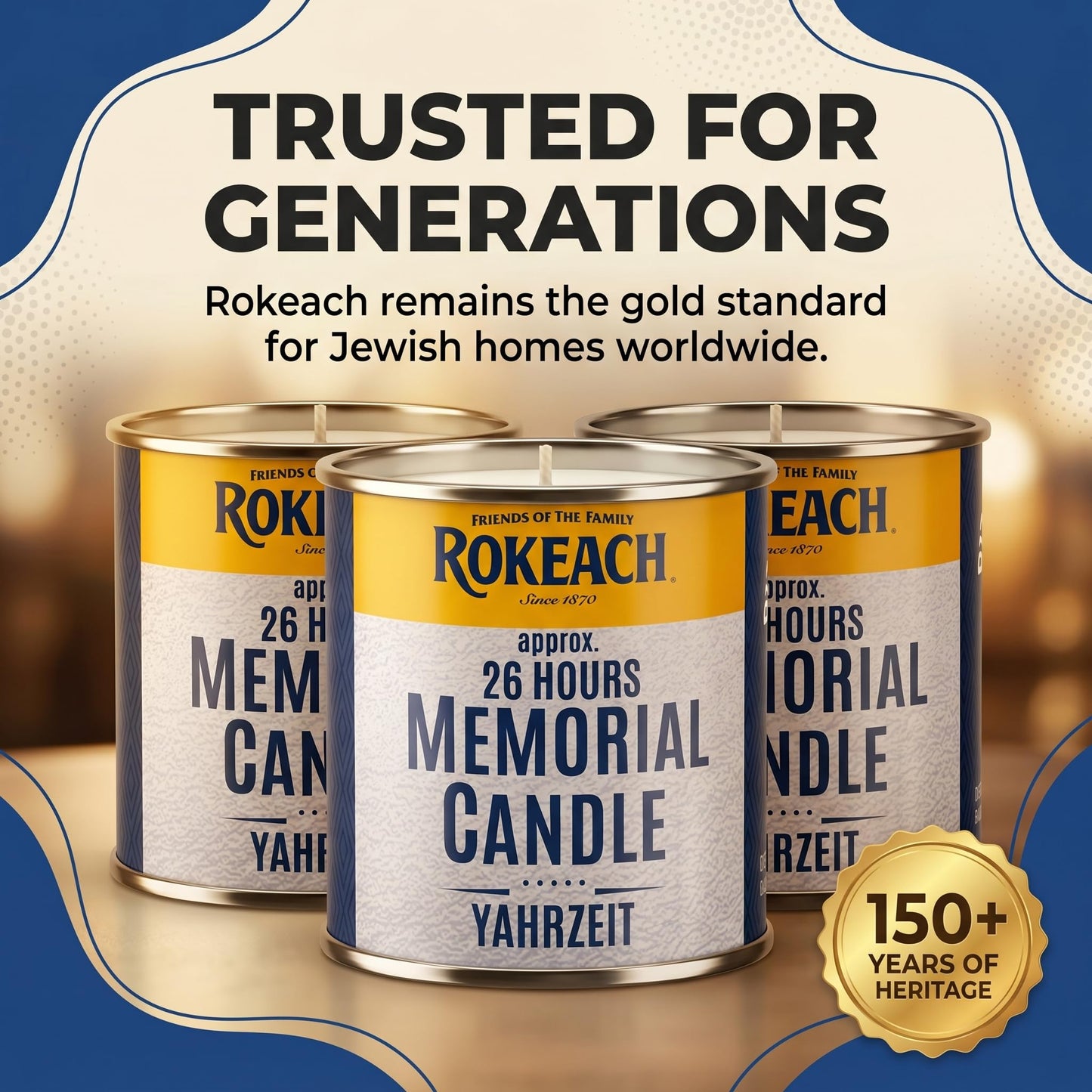 Rokeach 24 Hour Candles, Yahrzeit Memorial Candle, Tin (12 Pack) | Yom Kippur | Emergency, Perfect for Blackouts, Storms & Hurricanes