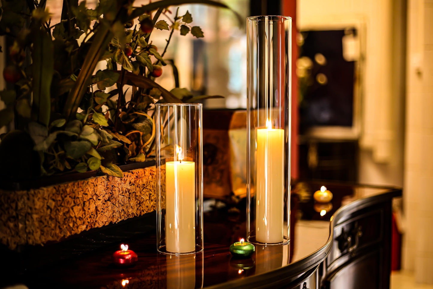CYS EXCEL 6 PCS (H:16" D:3") Open Ended Clear Glass Hurricane Candleholder Tube Lamp Shade Open Flame Candlestick Holder Chimney Tube Cover Bottomless Cylinder