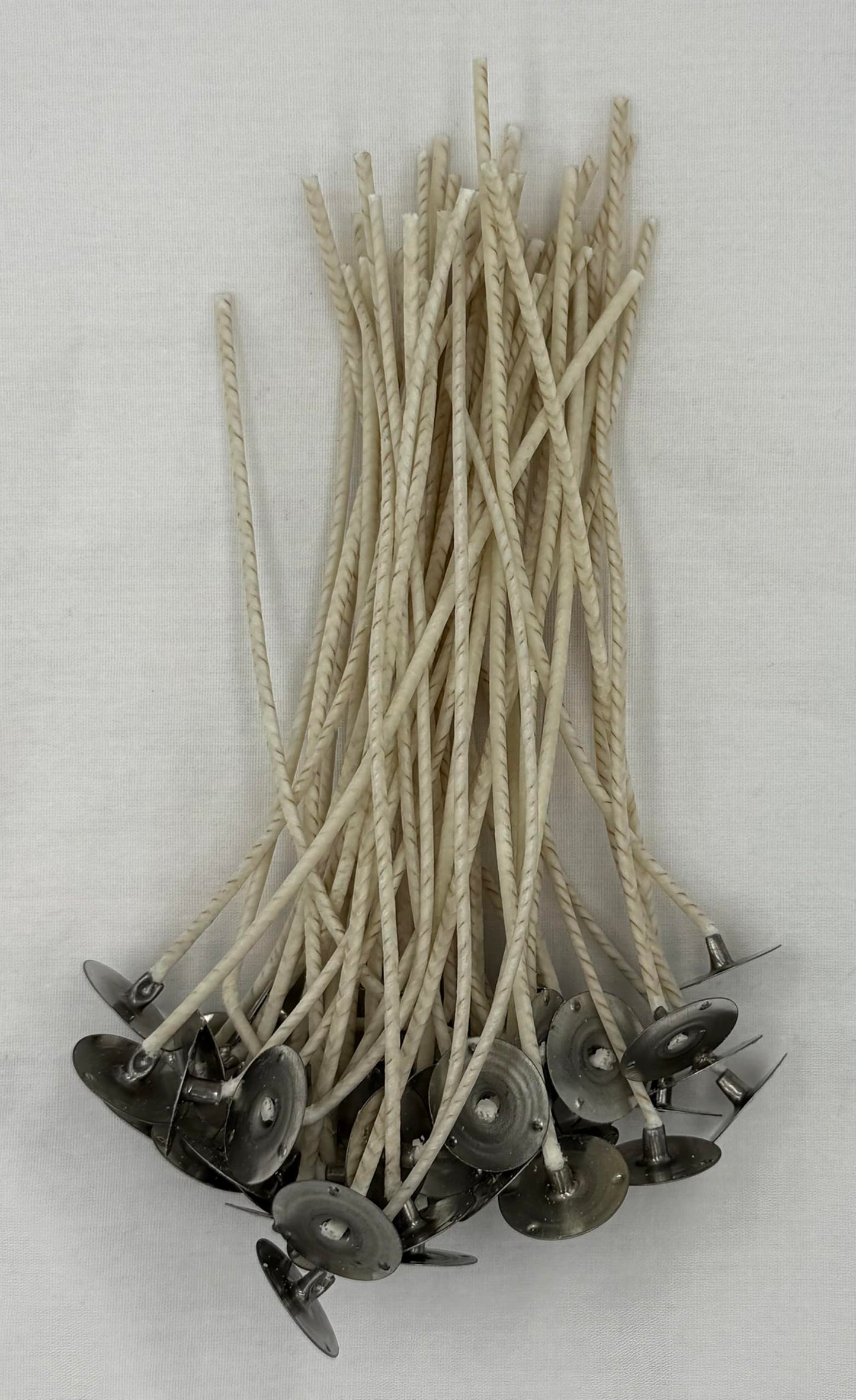 50 Pack | HTP 104 Candle Wicks | 6 Inch | Pre-Waxed & Pre-Tabbed | Vegetable Wax Primer & Metal Sustainer Tabs | DIY Candle Making Supplies | for Soy, Paraffin, Beeswax & Gel Candle Making