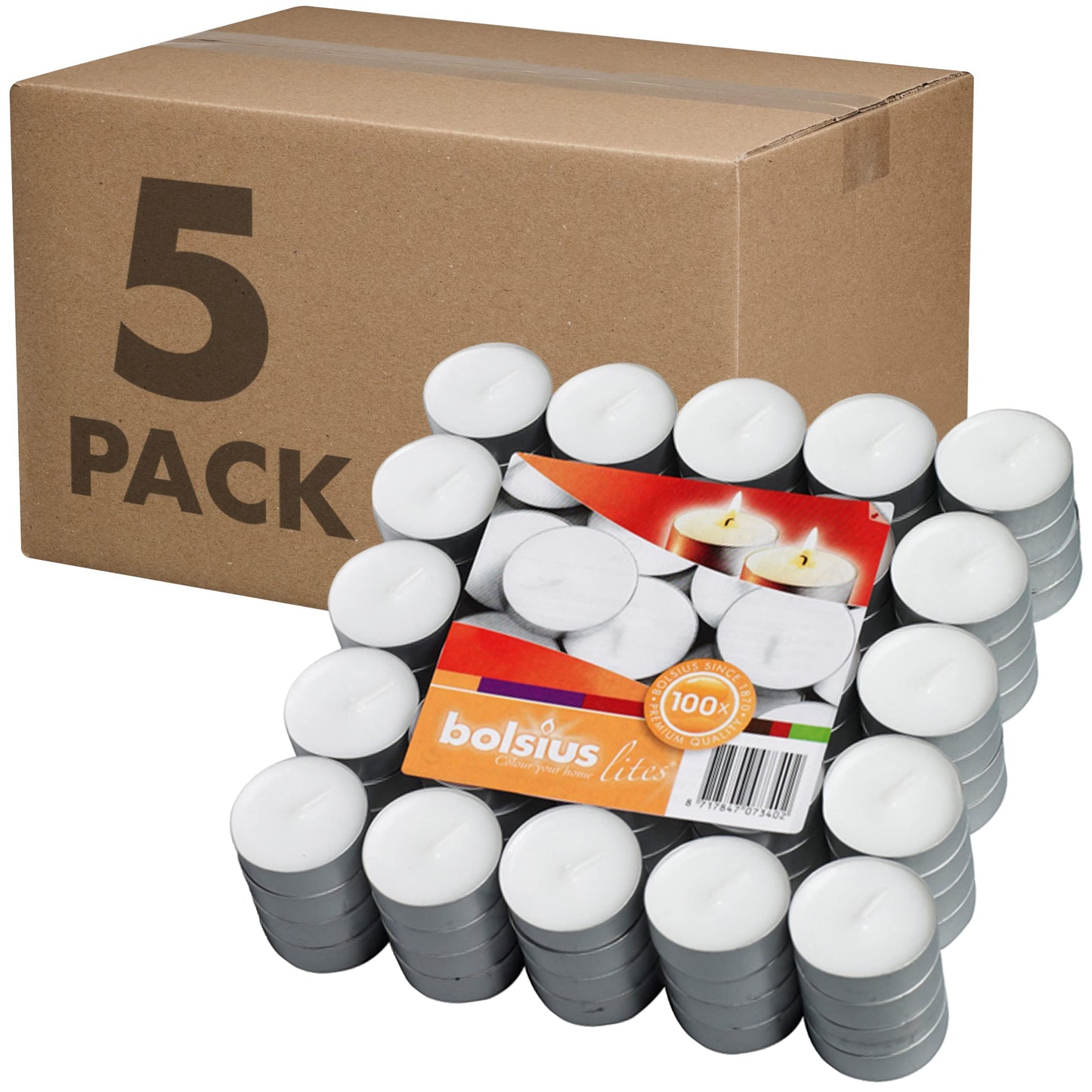 Bolsius 3.5 Hour Bulk Tea Lights - Premium European Quality - White - 500