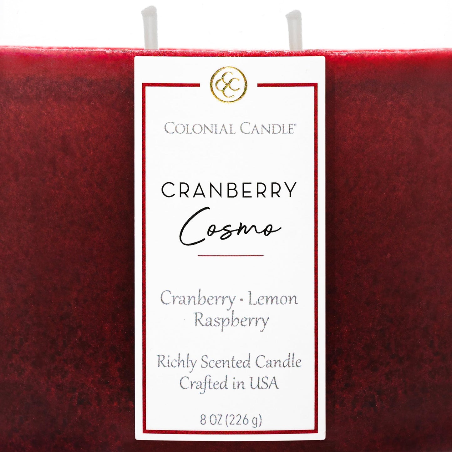 Colonial Candle Cranberry Cosmo Scented Candle Jar, Highly Fragranced Candles for Home Scented, Mottled Wax Candle, 2 Wick, 8 oz - Made in the USA