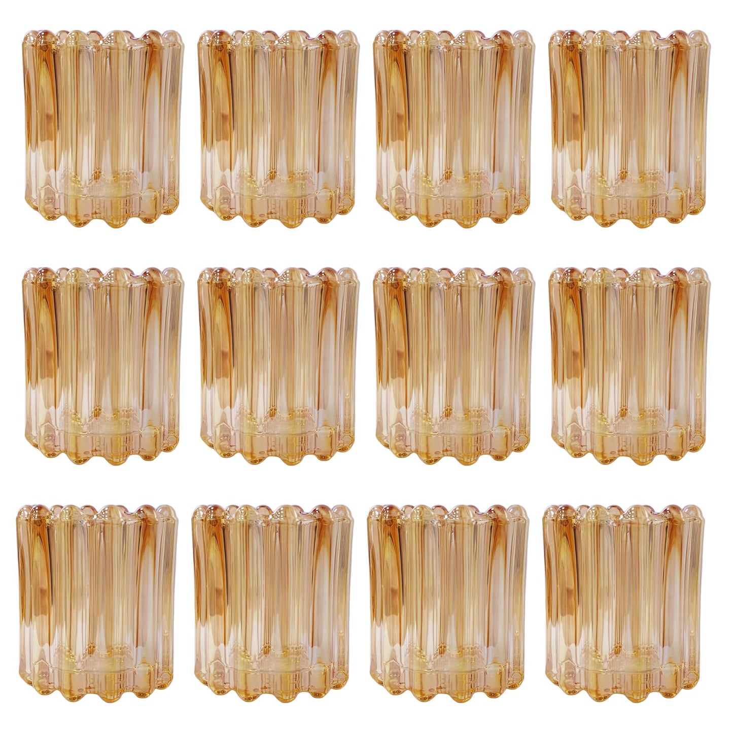 GOLDEAL 12Pcs Gold Glass Votive Candle Holders Tealight Holders Decorative, Tea Candle Holders Bulk,Candlestick for Wedding, Party,Dinner, Home Table Decor.