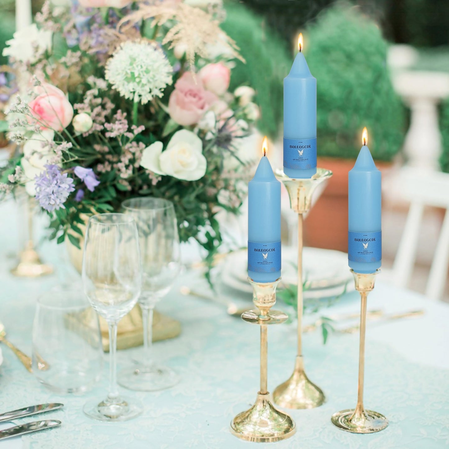 Handmade Unscented Twisted Blue Taper Candles Long Burning Smooth Flame Smokeless Elegant Candlesticks 5 Inch for Home Décor Weddings
