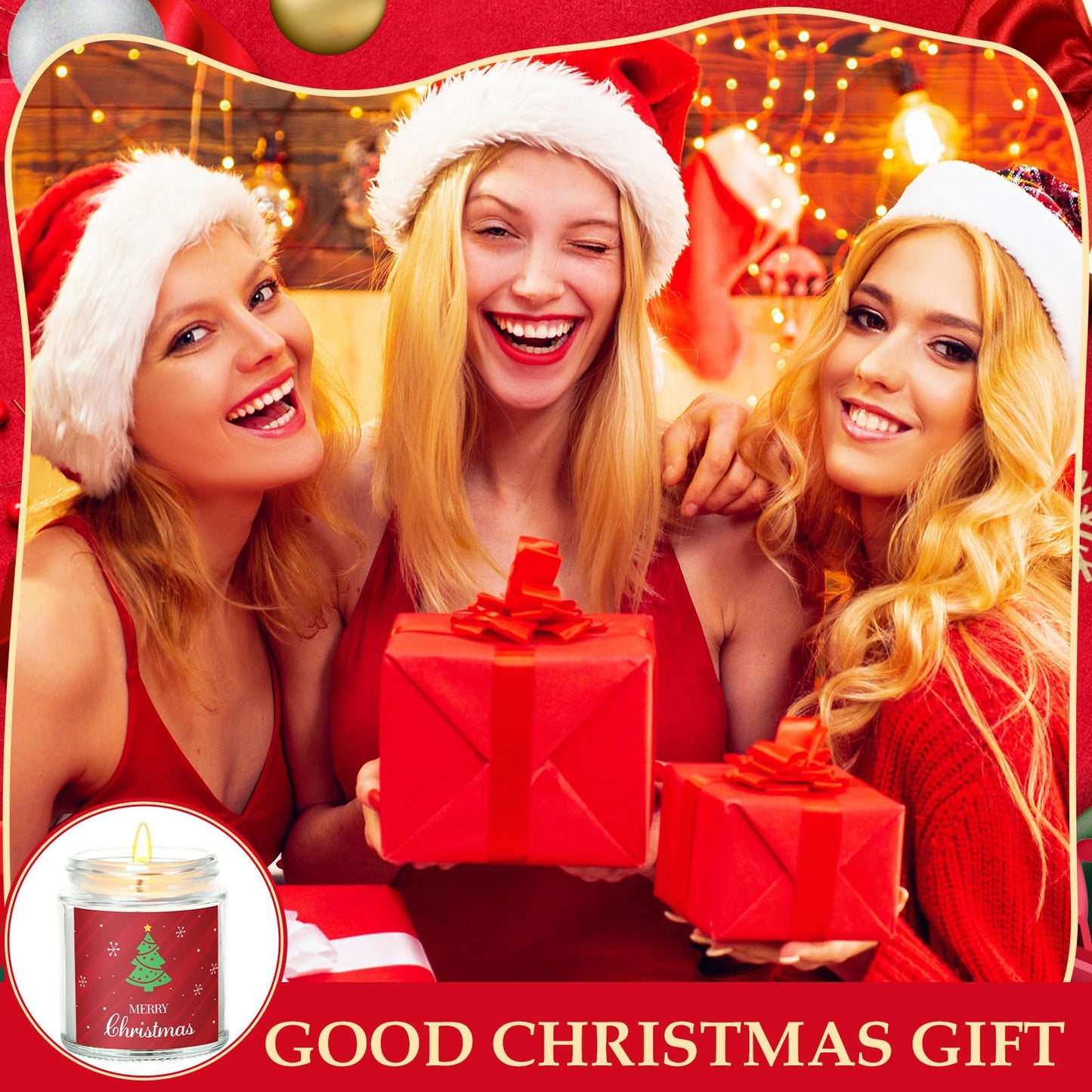 MTLEE 6 Pcs Christmas Candles Gifts Bulk Scented Candle Jars for Coworkers Women Aromatherapy Candles for Home Xmas Birthday Gifts Yoga(Bright Style)
