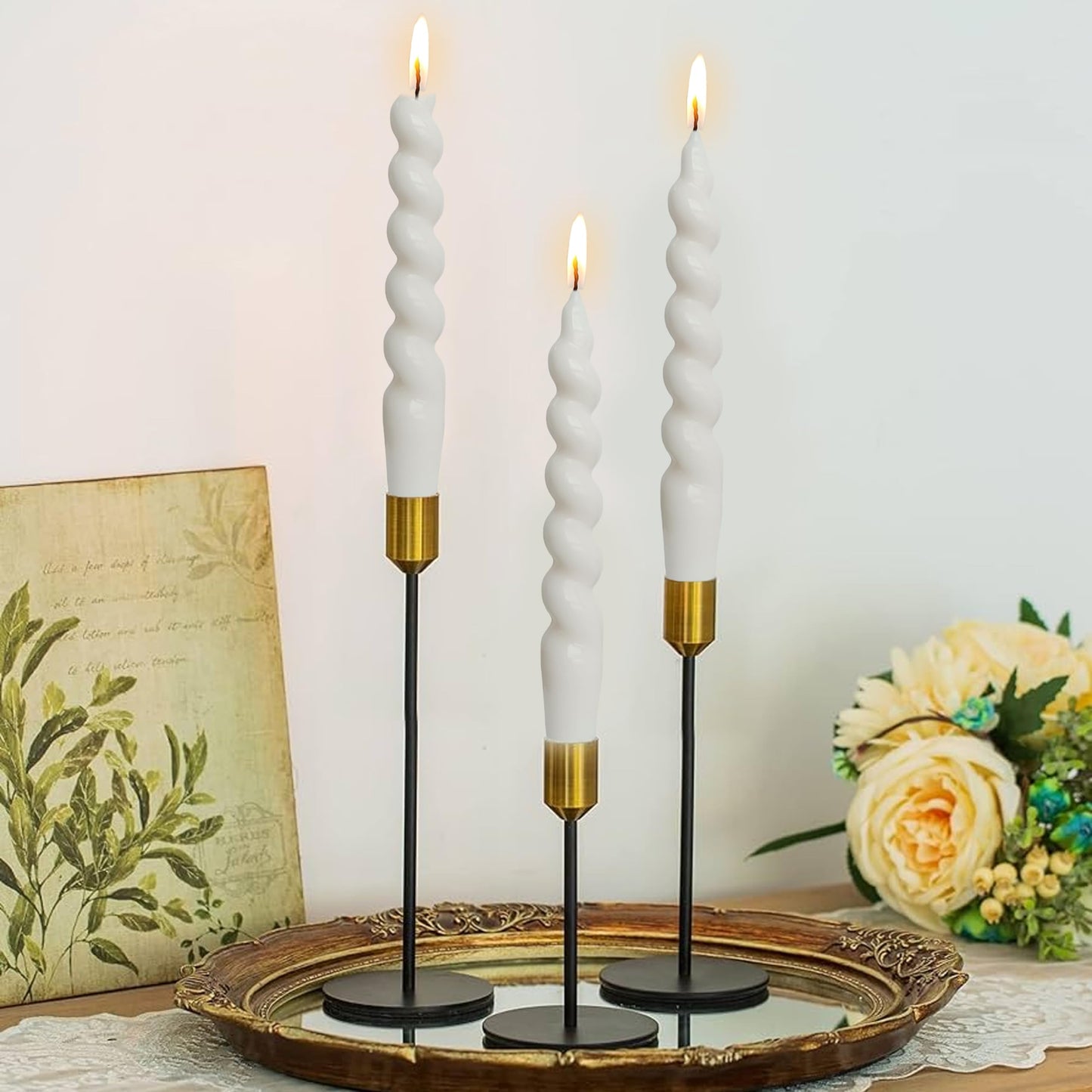 Spiral Taper Candles Stick Curve Unscented White Dinner Candle Twisted Candlesticks for Wedding Home Decor Holiday Relaxation Ambiance & Special Occasions