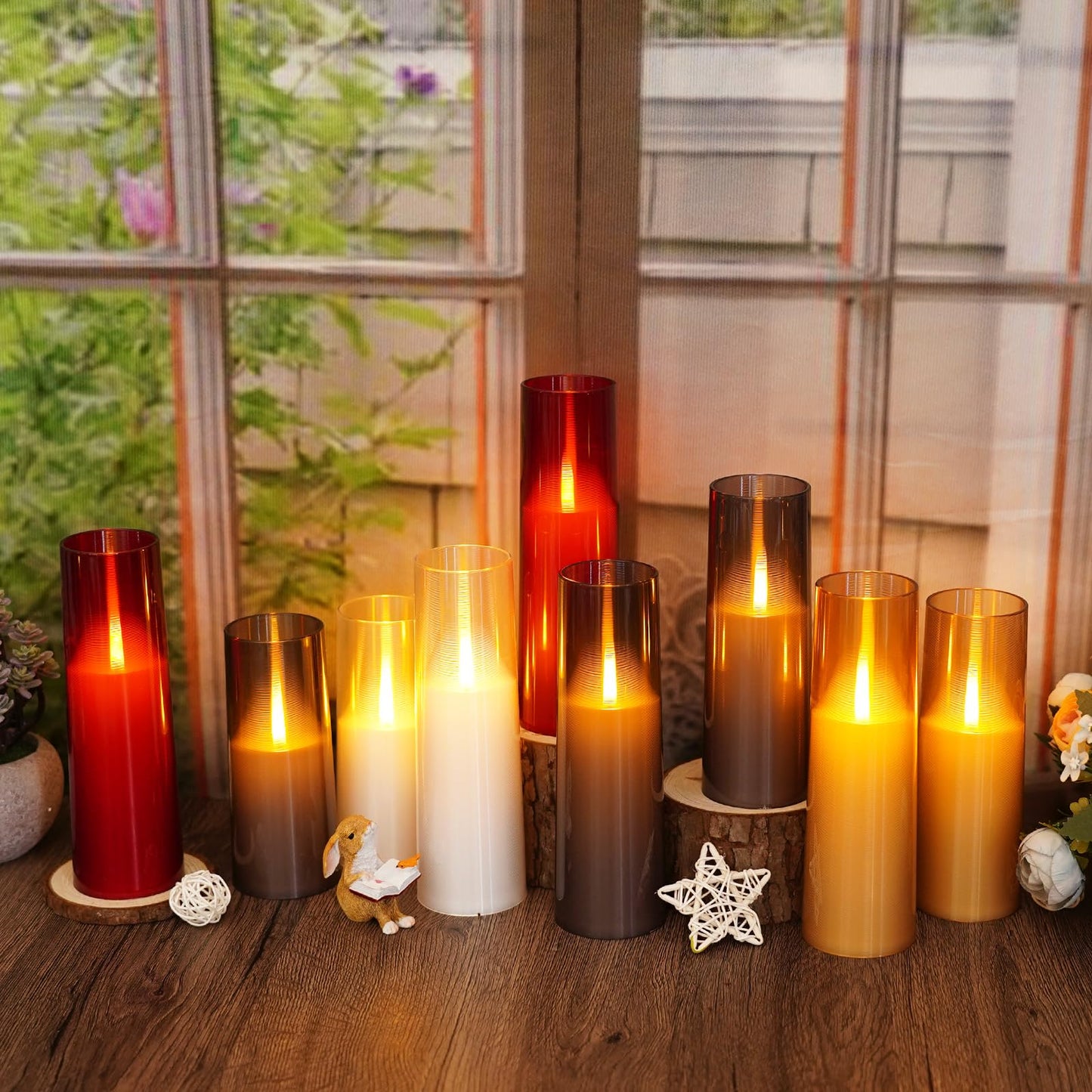 kakoya Flameless LED Candles Upgraded Realistic Flickering Flame,7Pcs Battery Operated Candles with Remote Timers,LED Pillar Candles for Home Decor,Christmas,and Parties(White)